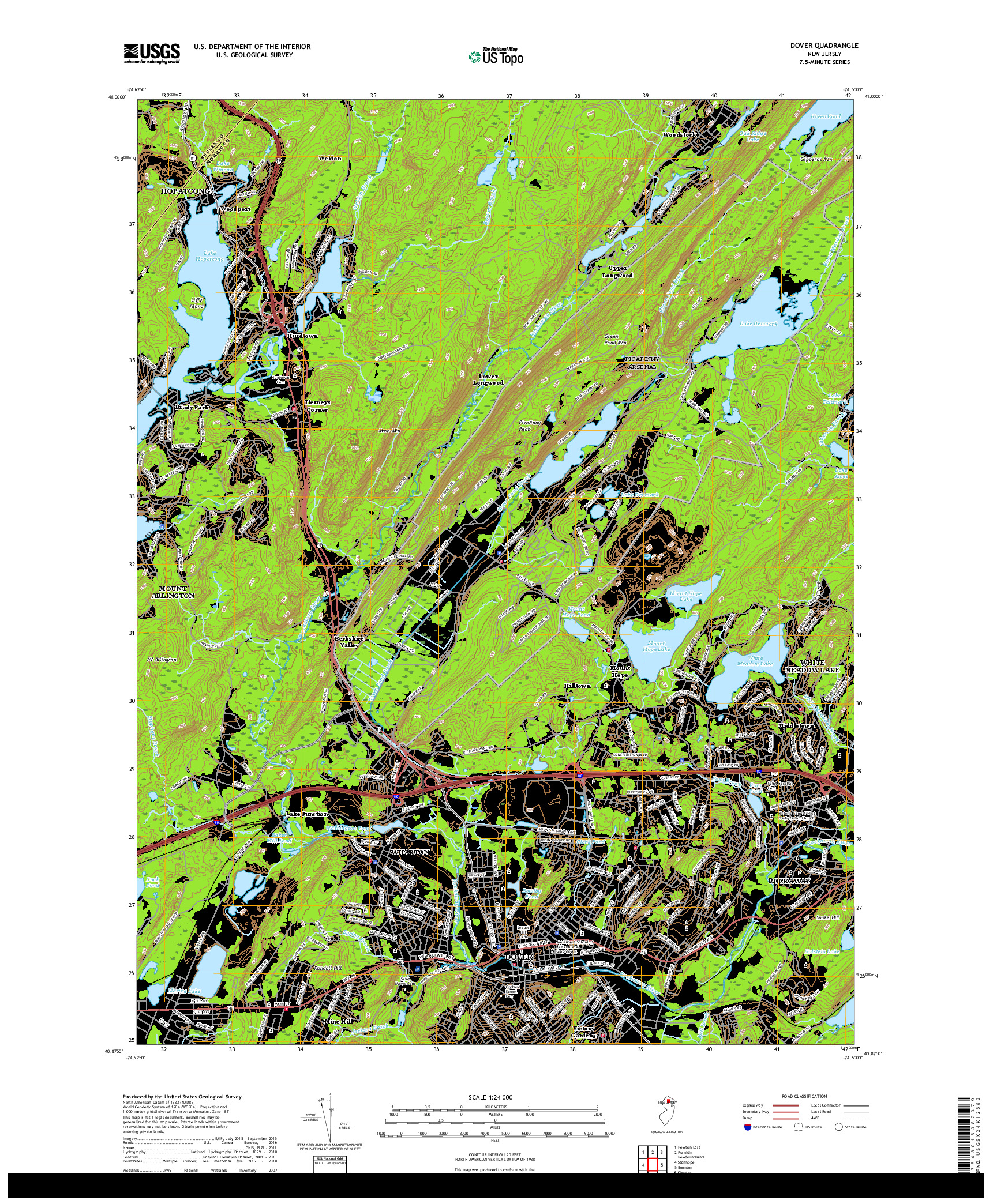 USGS US TOPO 7.5-MINUTE MAP FOR DOVER, NJ 2019