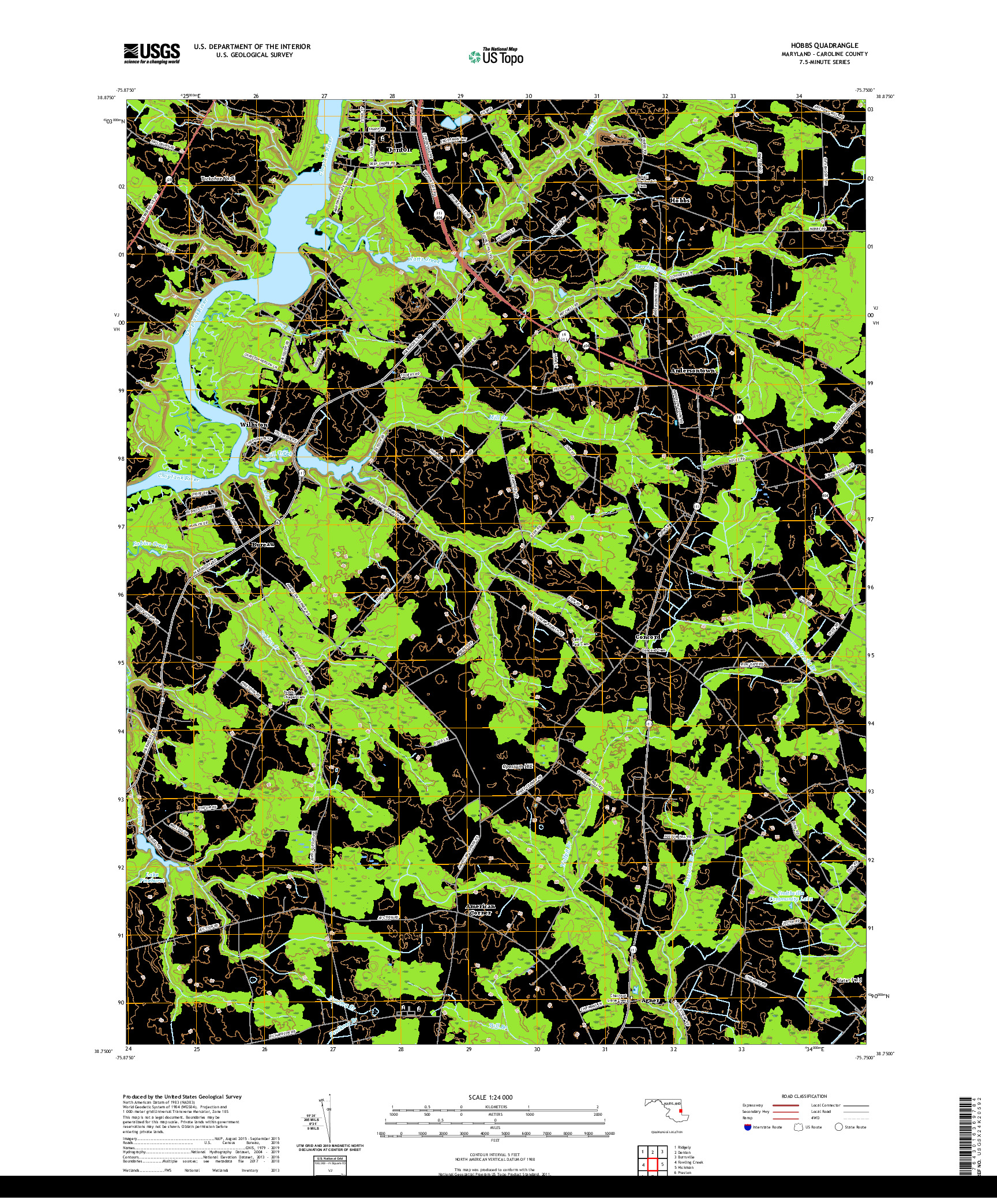 USGS US TOPO 7.5-MINUTE MAP FOR HOBBS, MD 2019