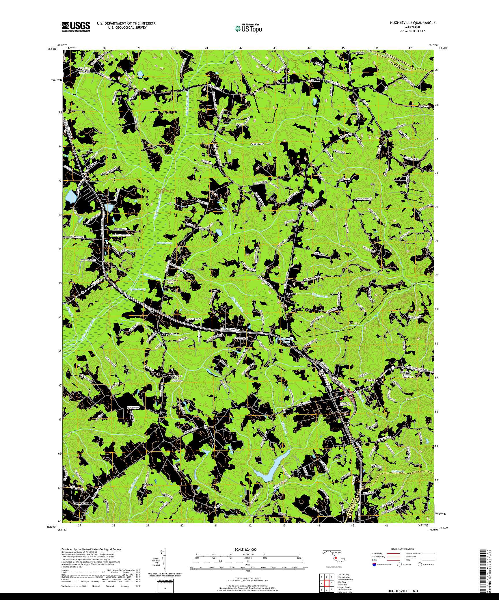 USGS US TOPO 7.5-MINUTE MAP FOR HUGHESVILLE, MD 2019