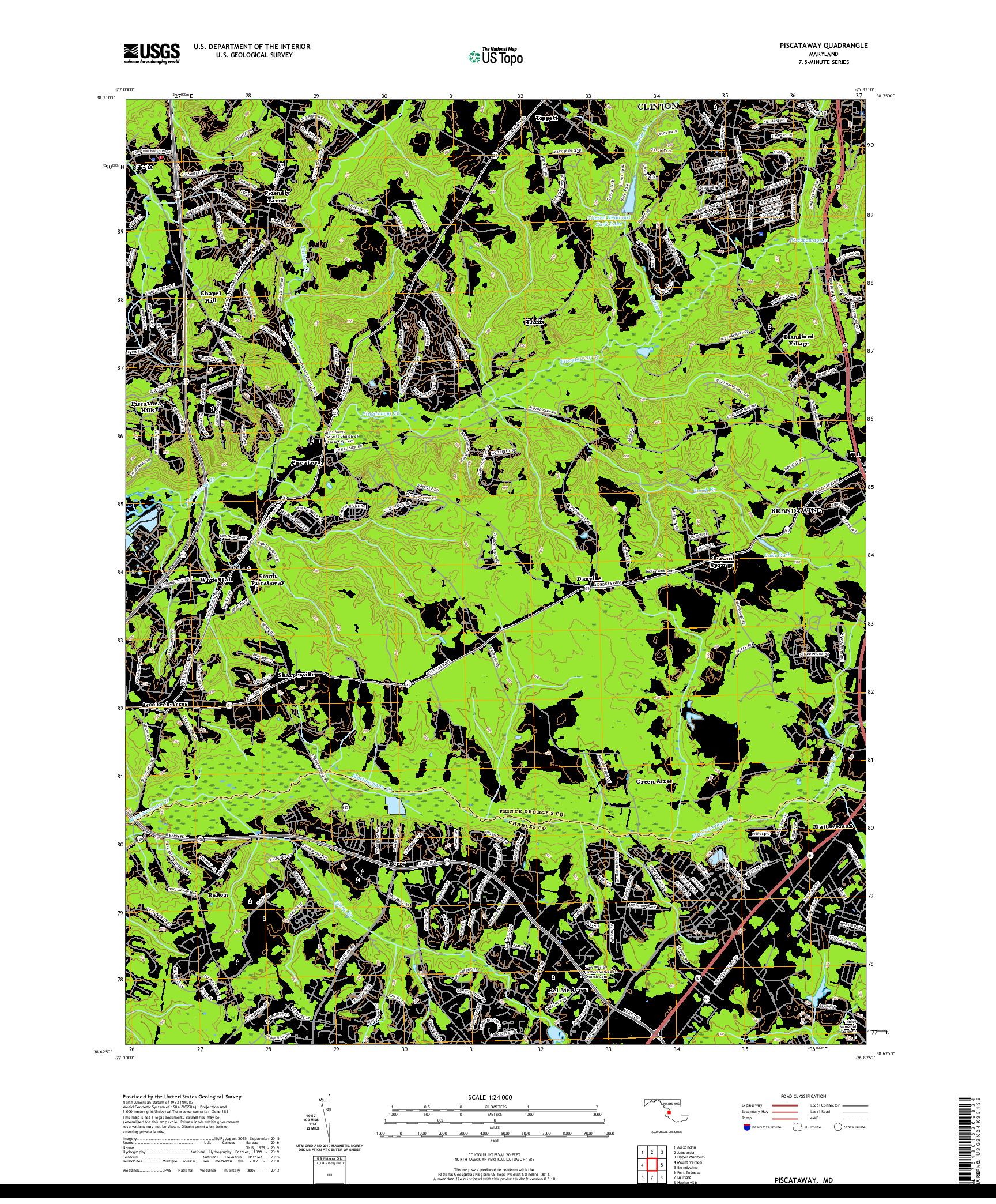 USGS US TOPO 7.5-MINUTE MAP FOR PISCATAWAY, MD 2019