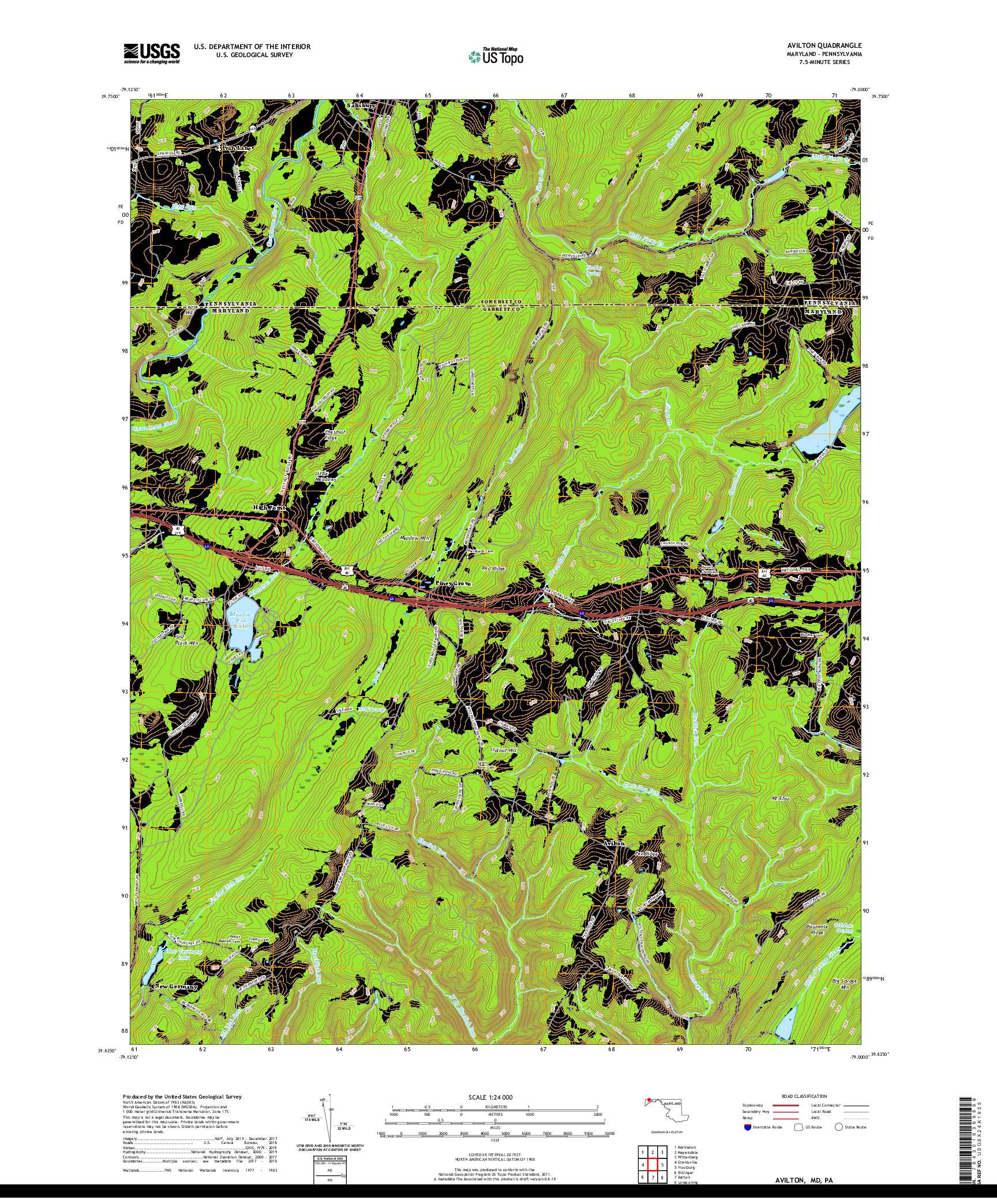 USGS US TOPO 7.5-MINUTE MAP FOR AVILTON, MD,PA 2019