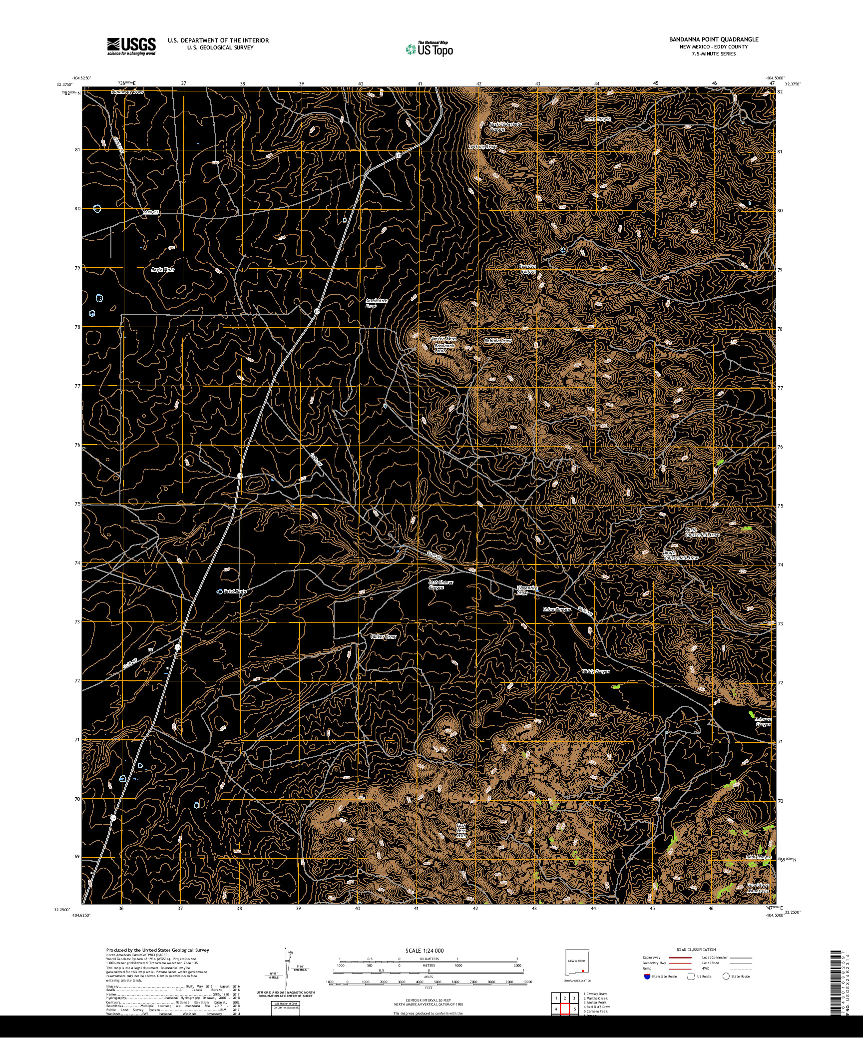 USGS US TOPO 7.5-MINUTE MAP FOR BANDANNA POINT, NM 2020