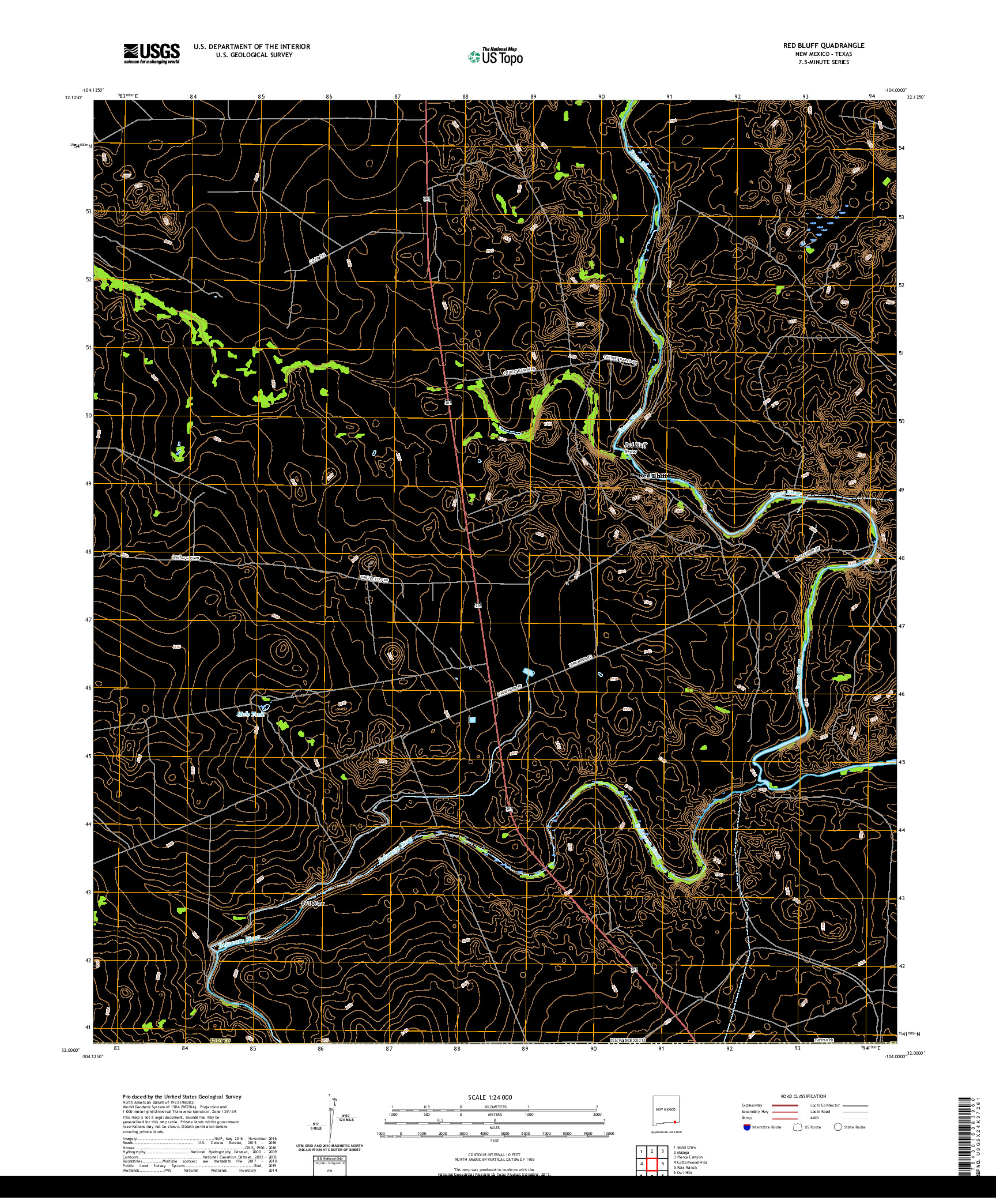USGS US TOPO 7.5-MINUTE MAP FOR RED BLUFF, NM,TX 2020