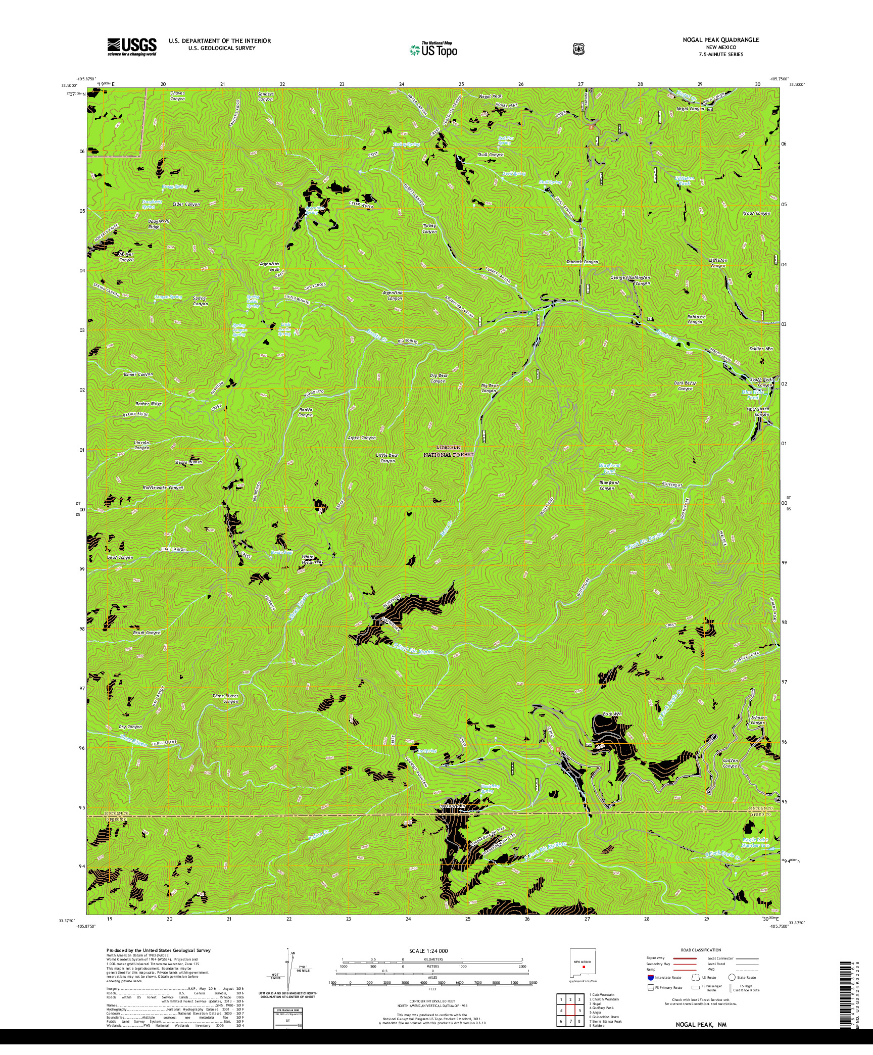 USGS US TOPO 7.5-MINUTE MAP FOR NOGAL PEAK, NM 2020