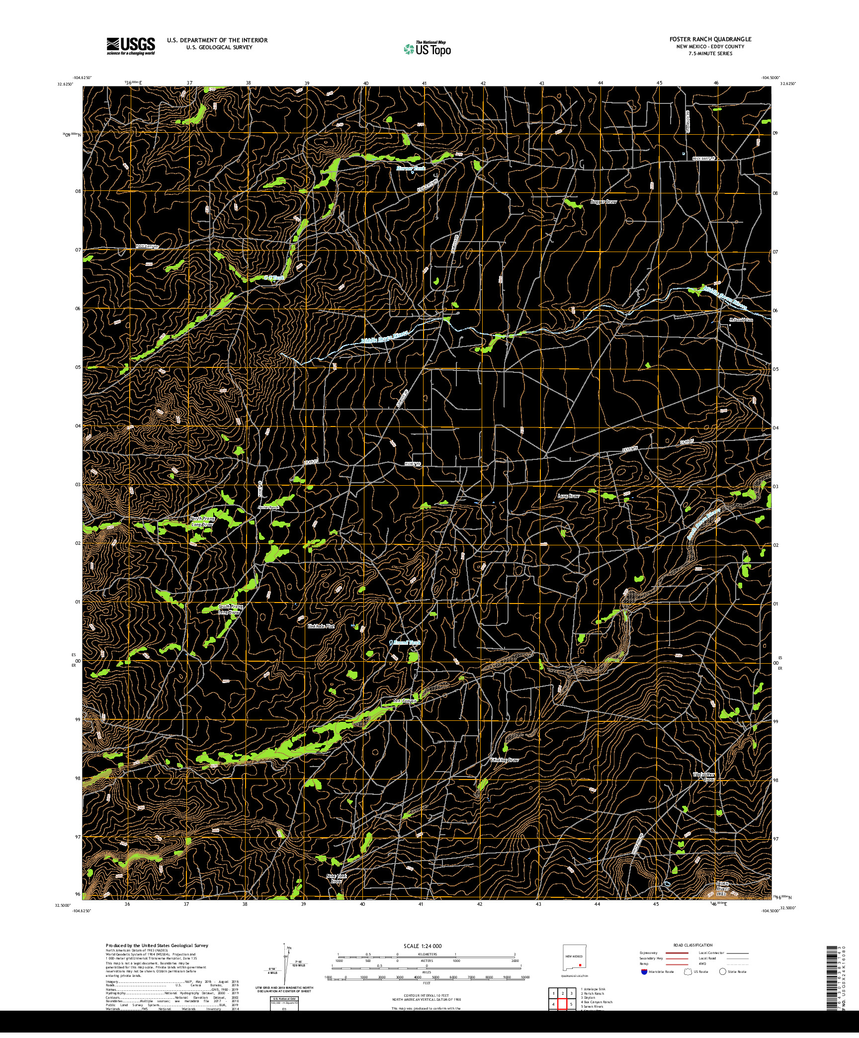 USGS US TOPO 7.5-MINUTE MAP FOR FOSTER RANCH, NM 2020