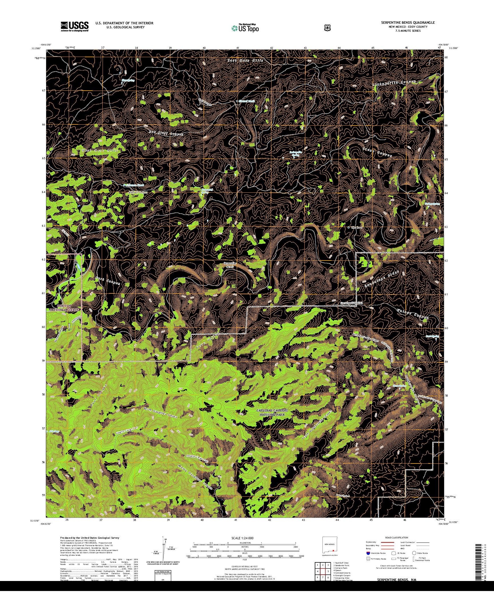 USGS US TOPO 7.5-MINUTE MAP FOR SERPENTINE BENDS, NM 2020