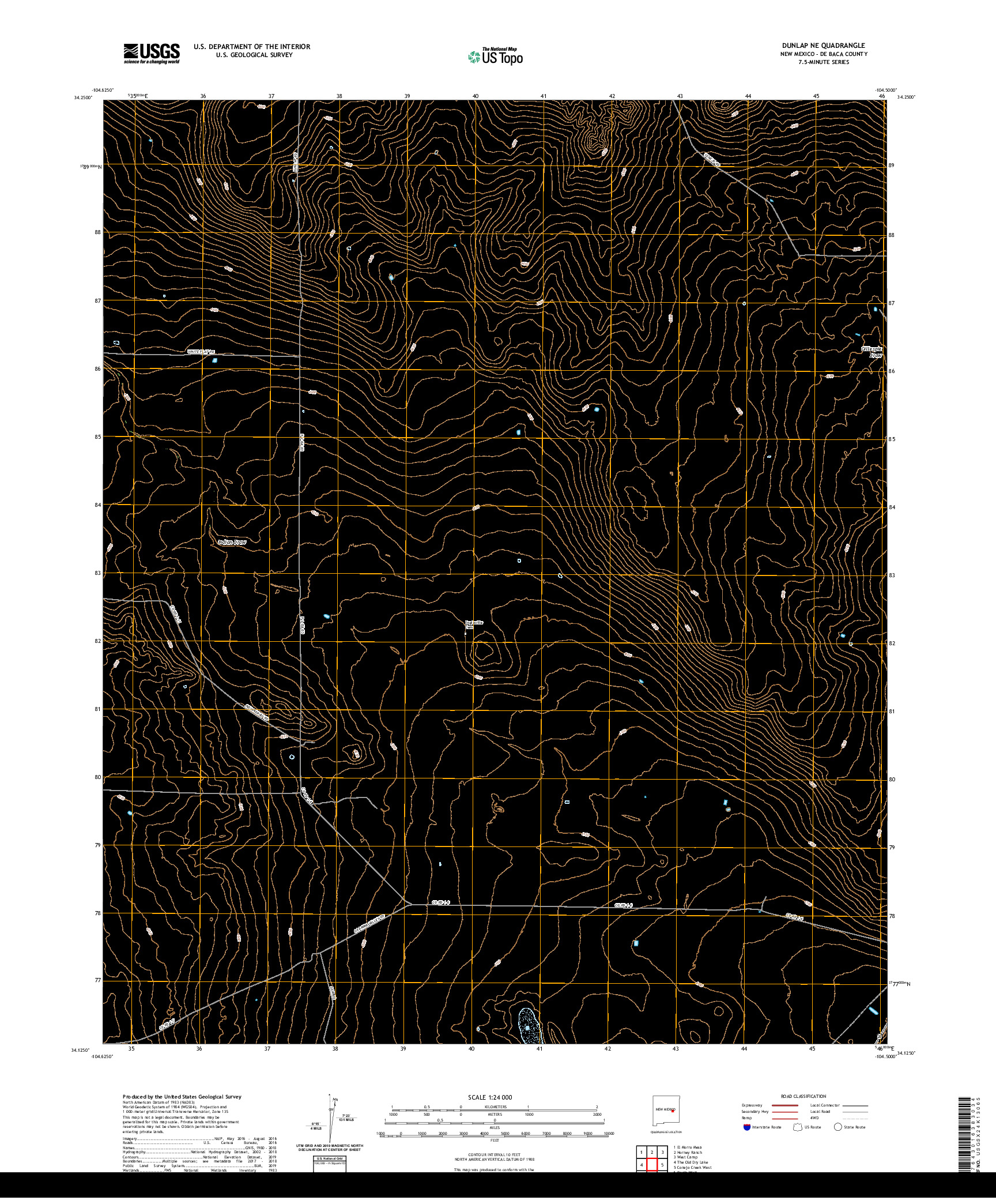 USGS US TOPO 7.5-MINUTE MAP FOR DUNLAP NE, NM 2020