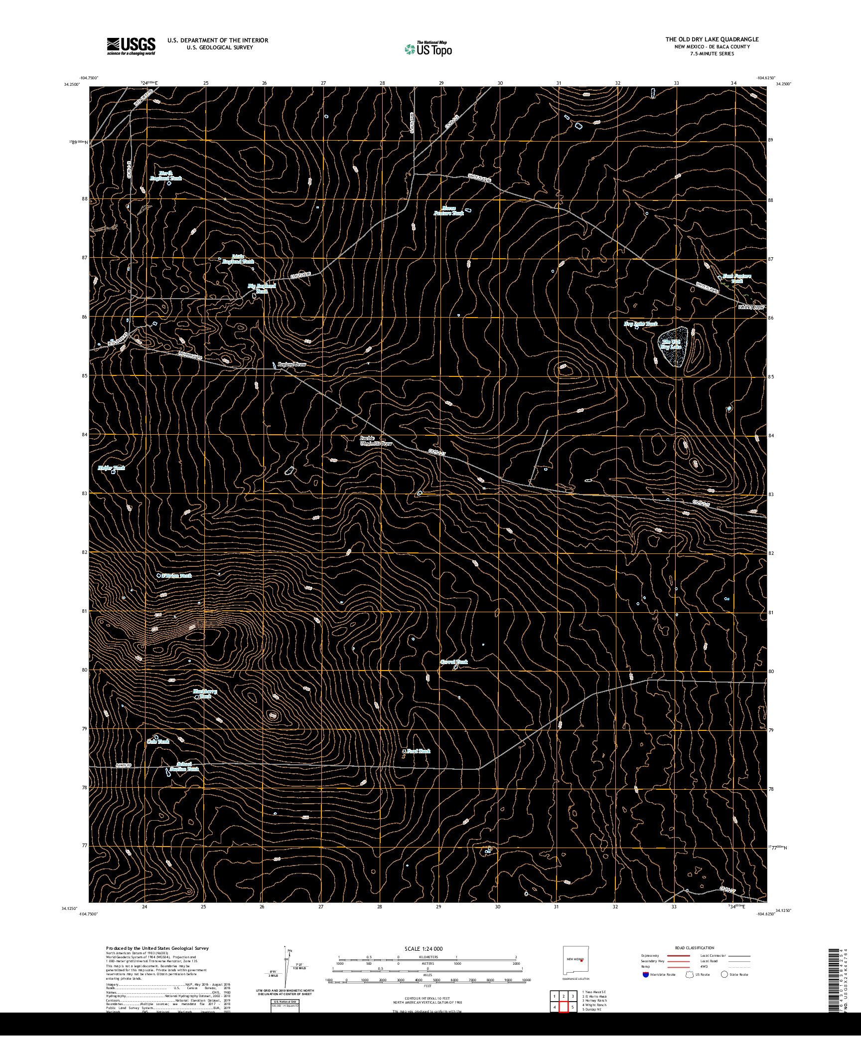 USGS US TOPO 7.5-MINUTE MAP FOR THE OLD DRY LAKE, NM 2020