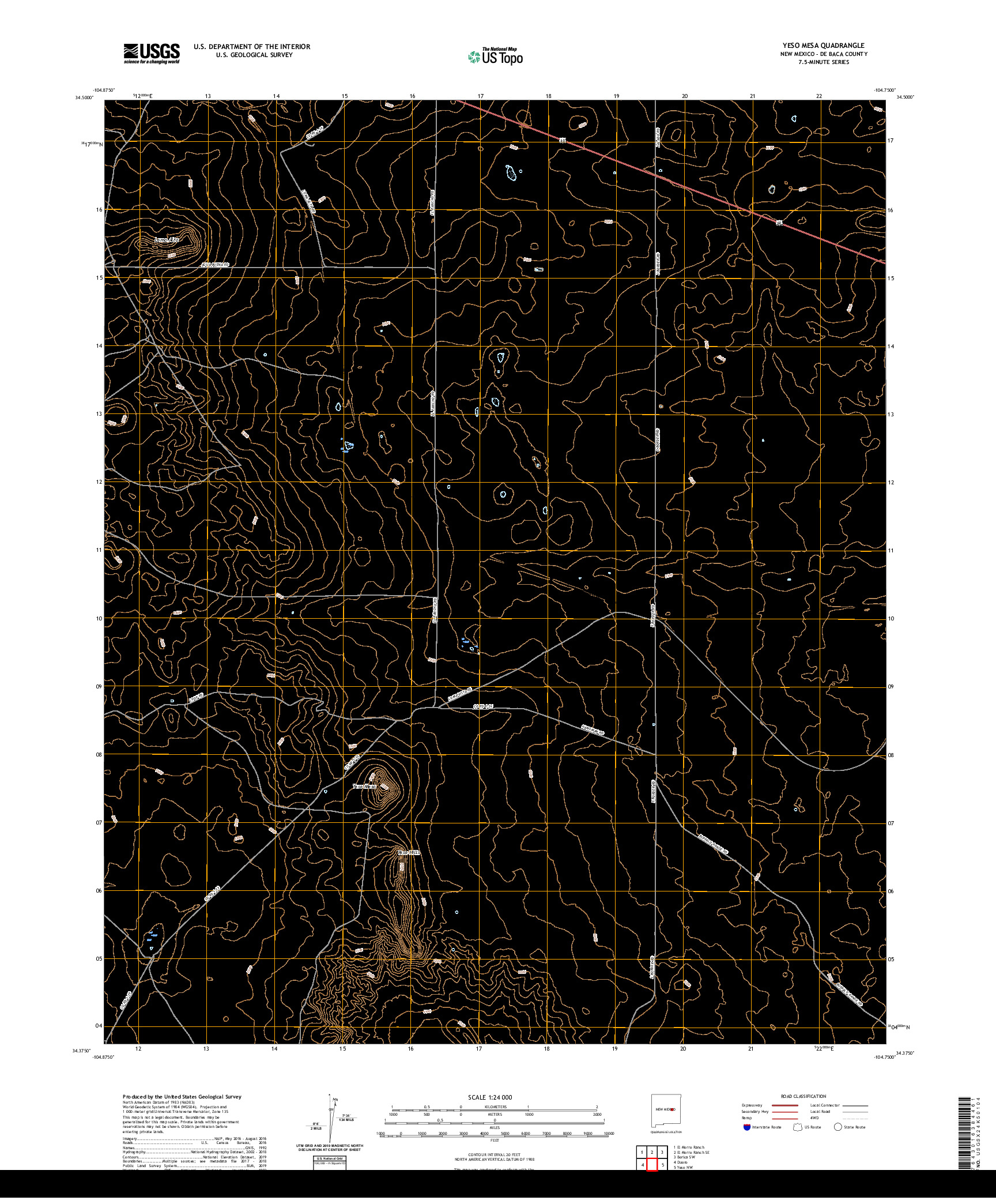 USGS US TOPO 7.5-MINUTE MAP FOR YESO MESA, NM 2020