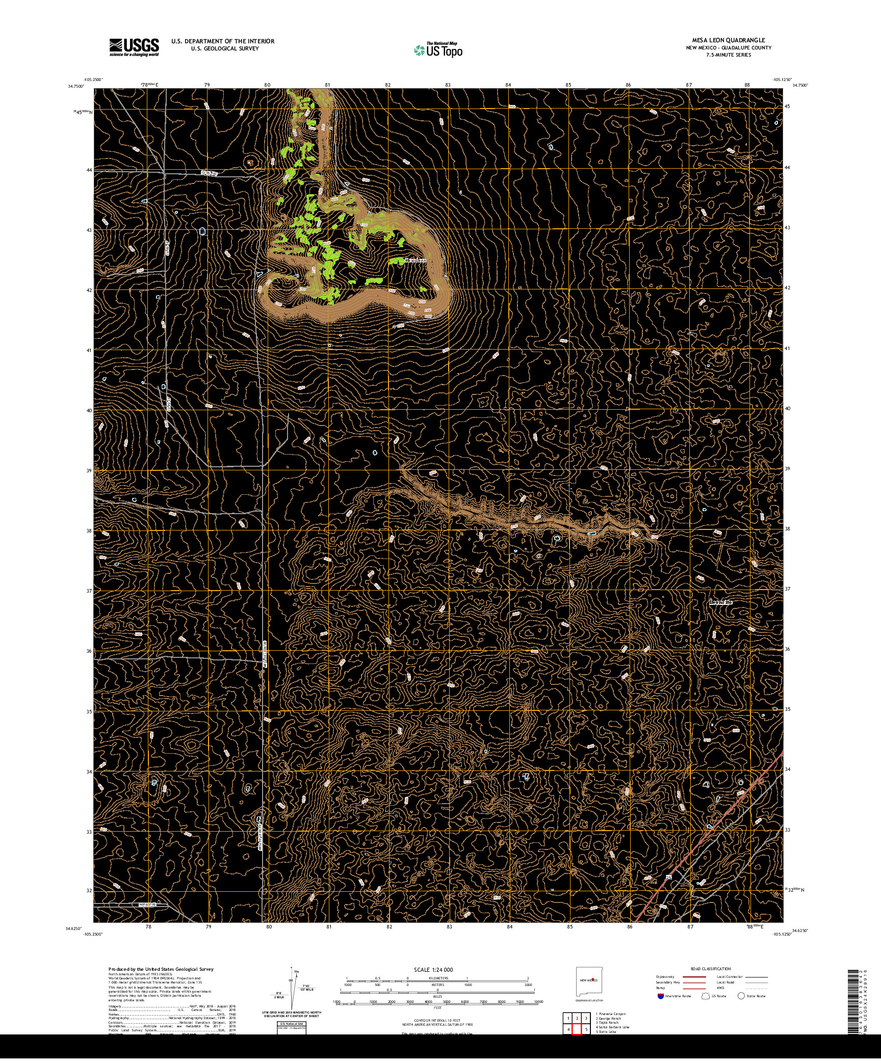 USGS US TOPO 7.5-MINUTE MAP FOR MESA LEON, NM 2020