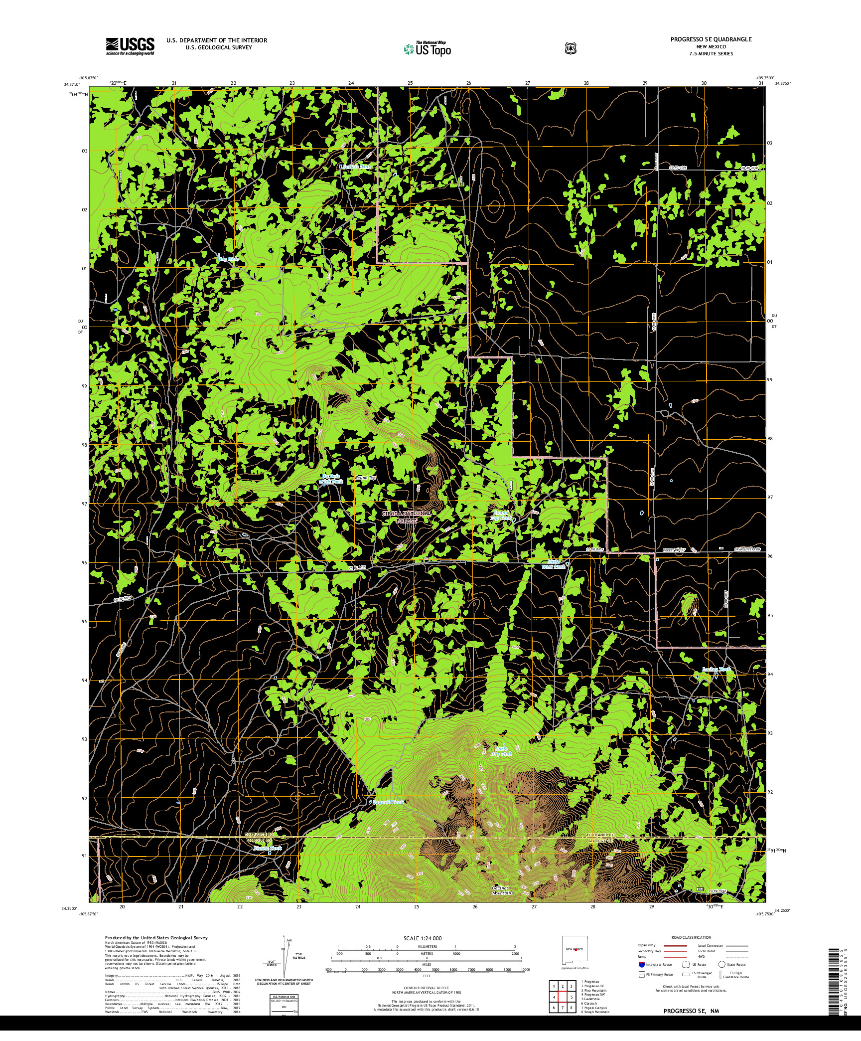 USGS US TOPO 7.5-MINUTE MAP FOR PROGRESSO SE, NM 2020