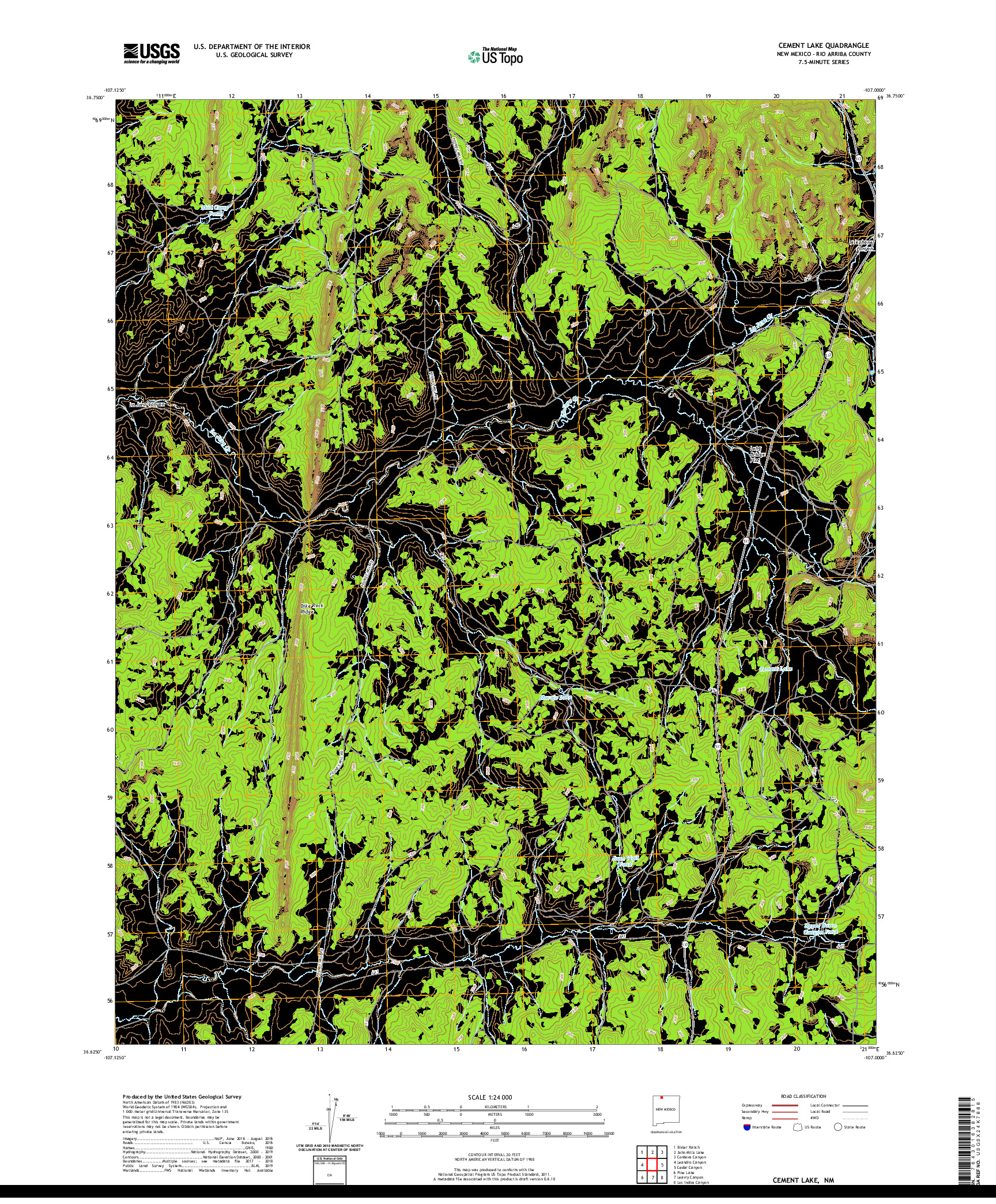 USGS US TOPO 7.5-MINUTE MAP FOR CEMENT LAKE, NM 2020