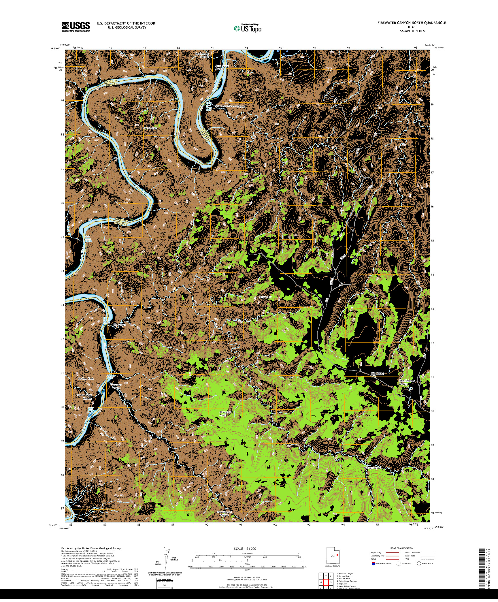 USGS US TOPO 7.5-MINUTE MAP FOR FIREWATER CANYON NORTH, UT 2020