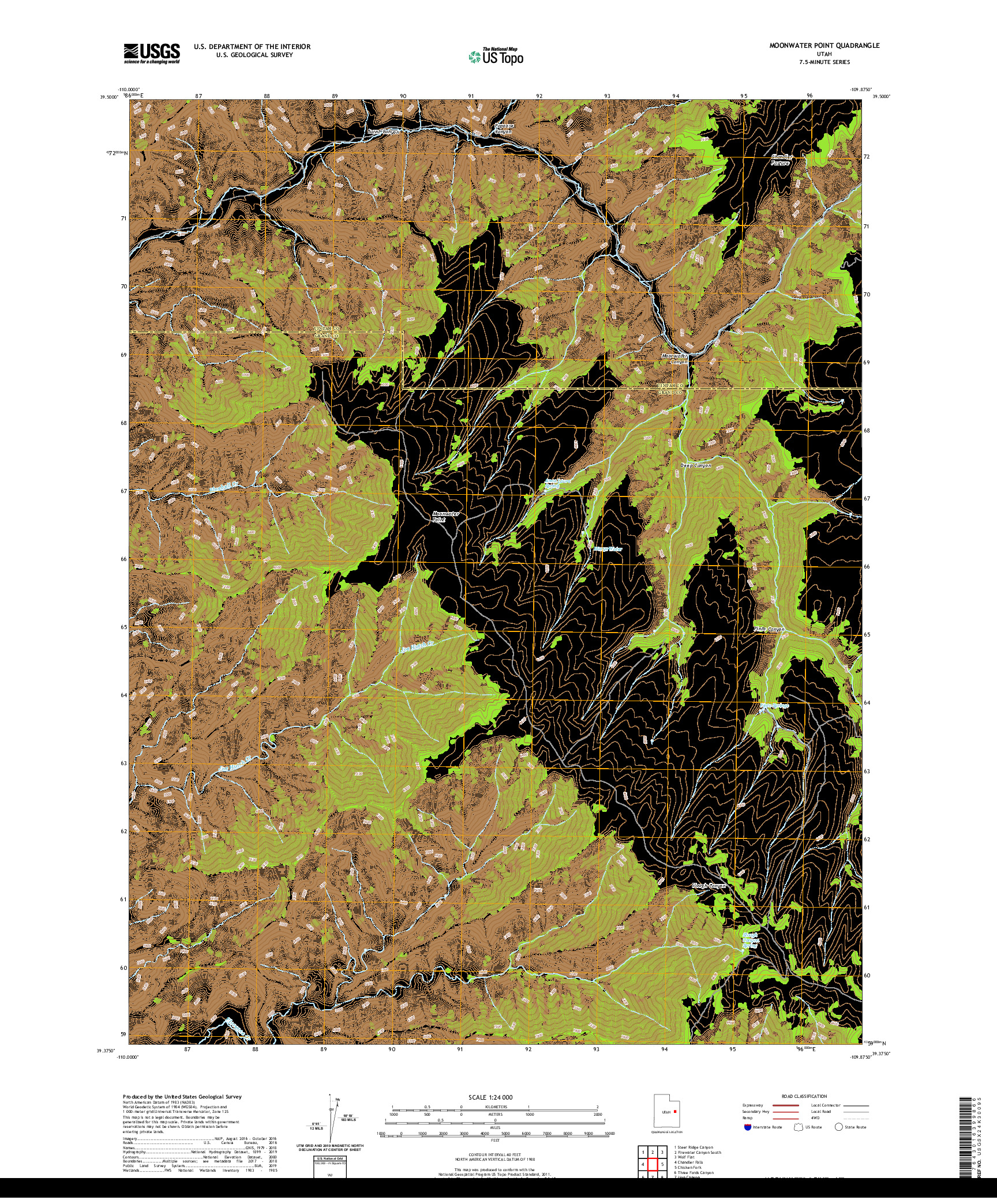 USGS US TOPO 7.5-MINUTE MAP FOR MOONWATER POINT, UT 2020