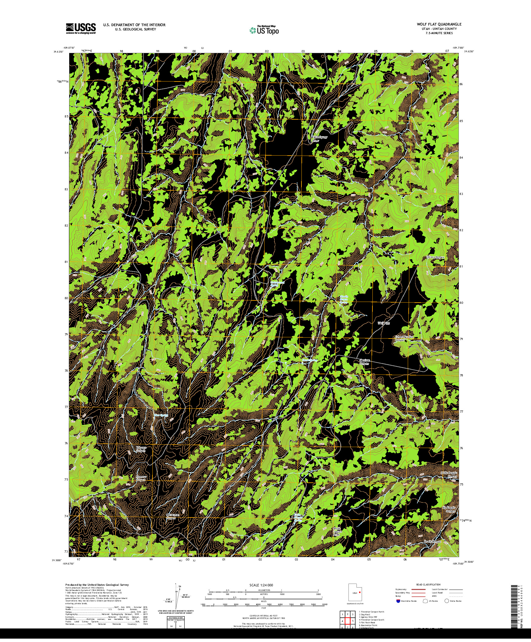 USGS US TOPO 7.5-MINUTE MAP FOR WOLF FLAT, UT 2020