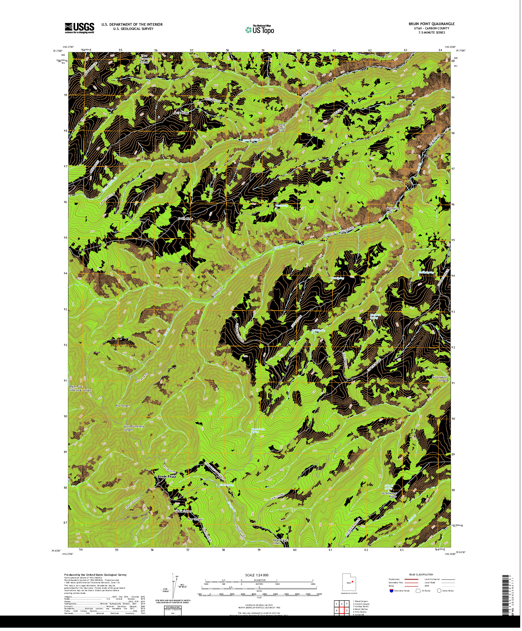 USGS US TOPO 7.5-MINUTE MAP FOR BRUIN POINT, UT 2020