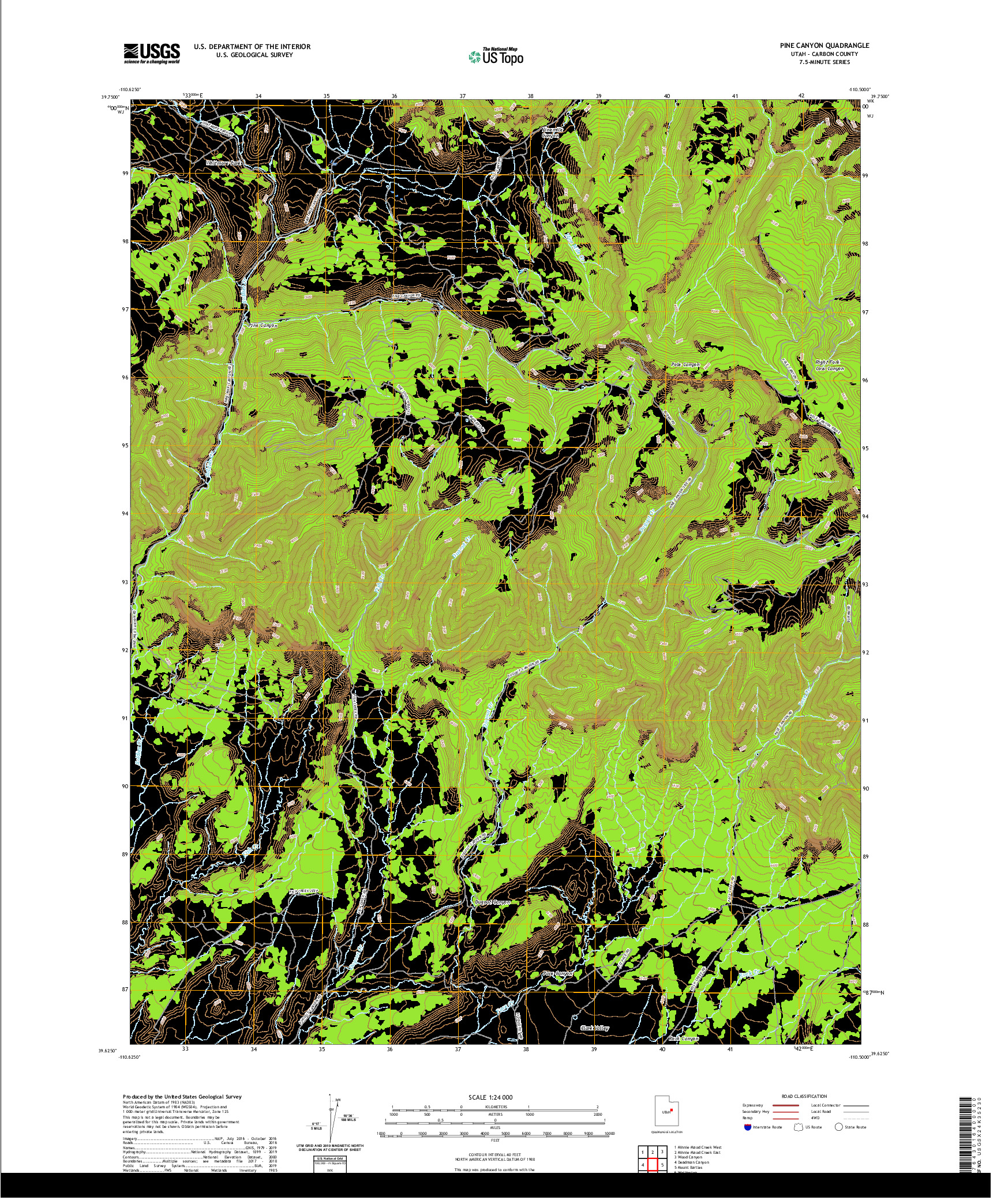 USGS US TOPO 7.5-MINUTE MAP FOR PINE CANYON, UT 2020