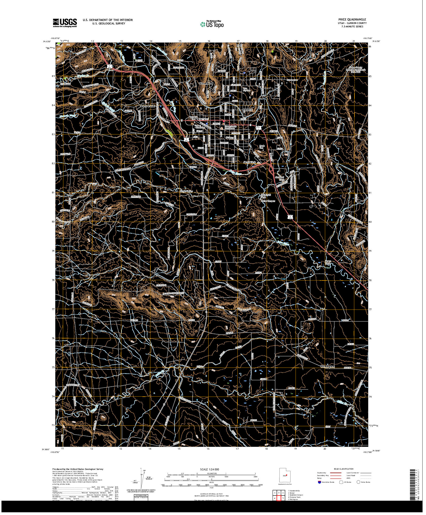 USGS US TOPO 7.5-MINUTE MAP FOR PRICE, UT 2020