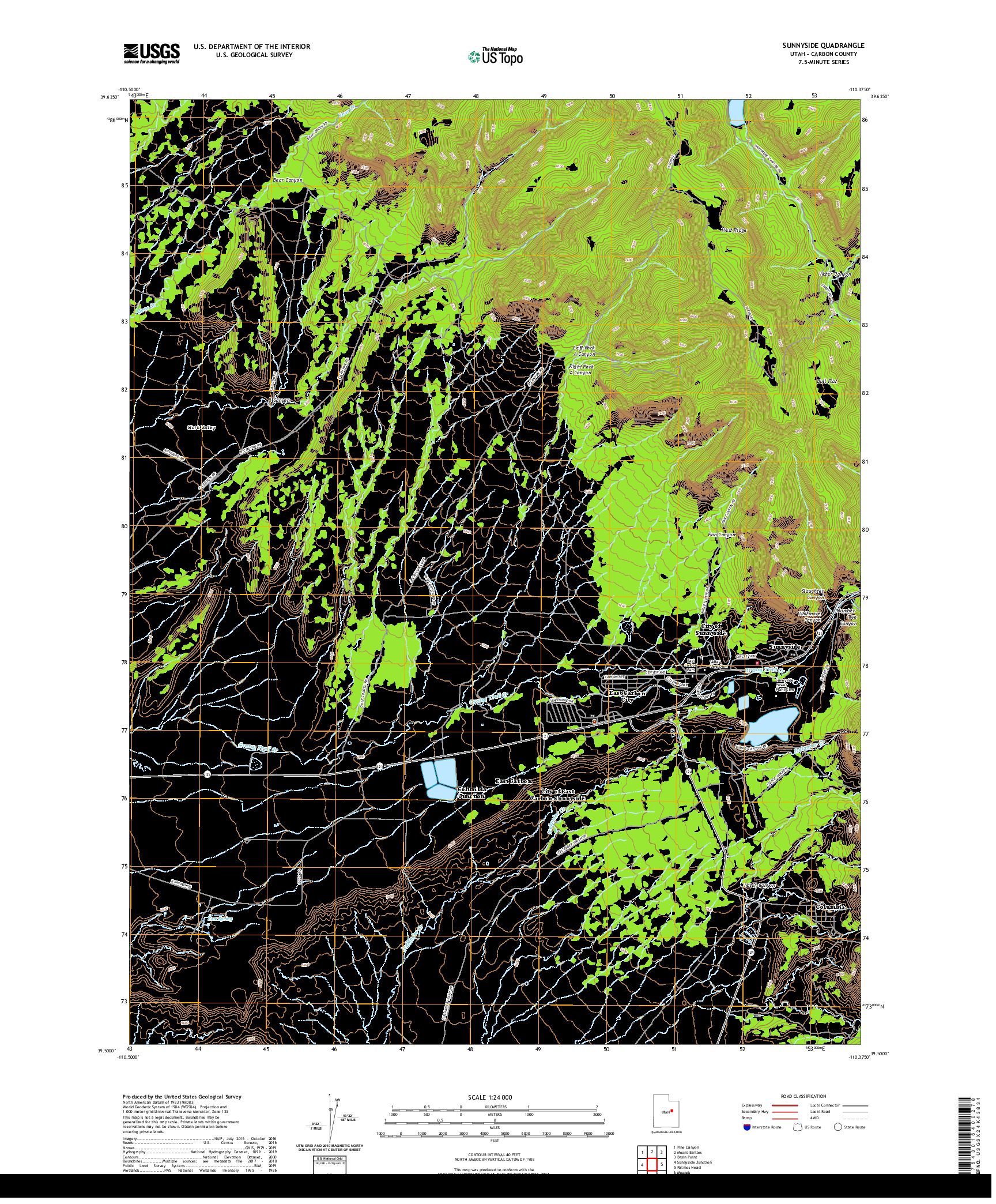 USGS US TOPO 7.5-MINUTE MAP FOR SUNNYSIDE, UT 2020