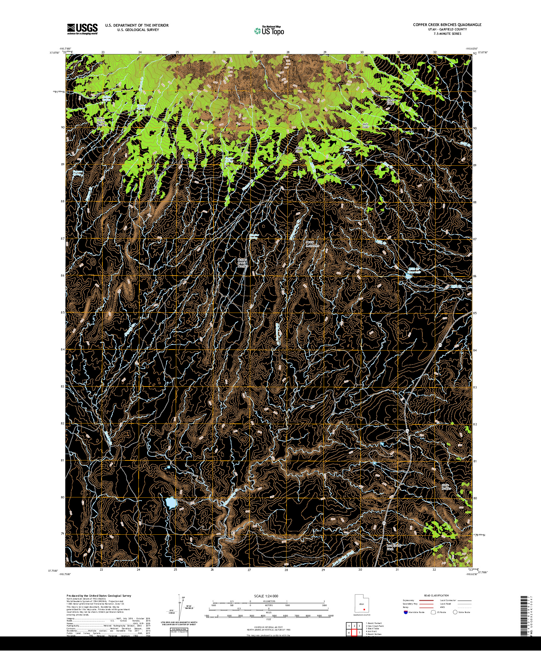 USGS US TOPO 7.5-MINUTE MAP FOR COPPER CREEK BENCHES, UT 2020