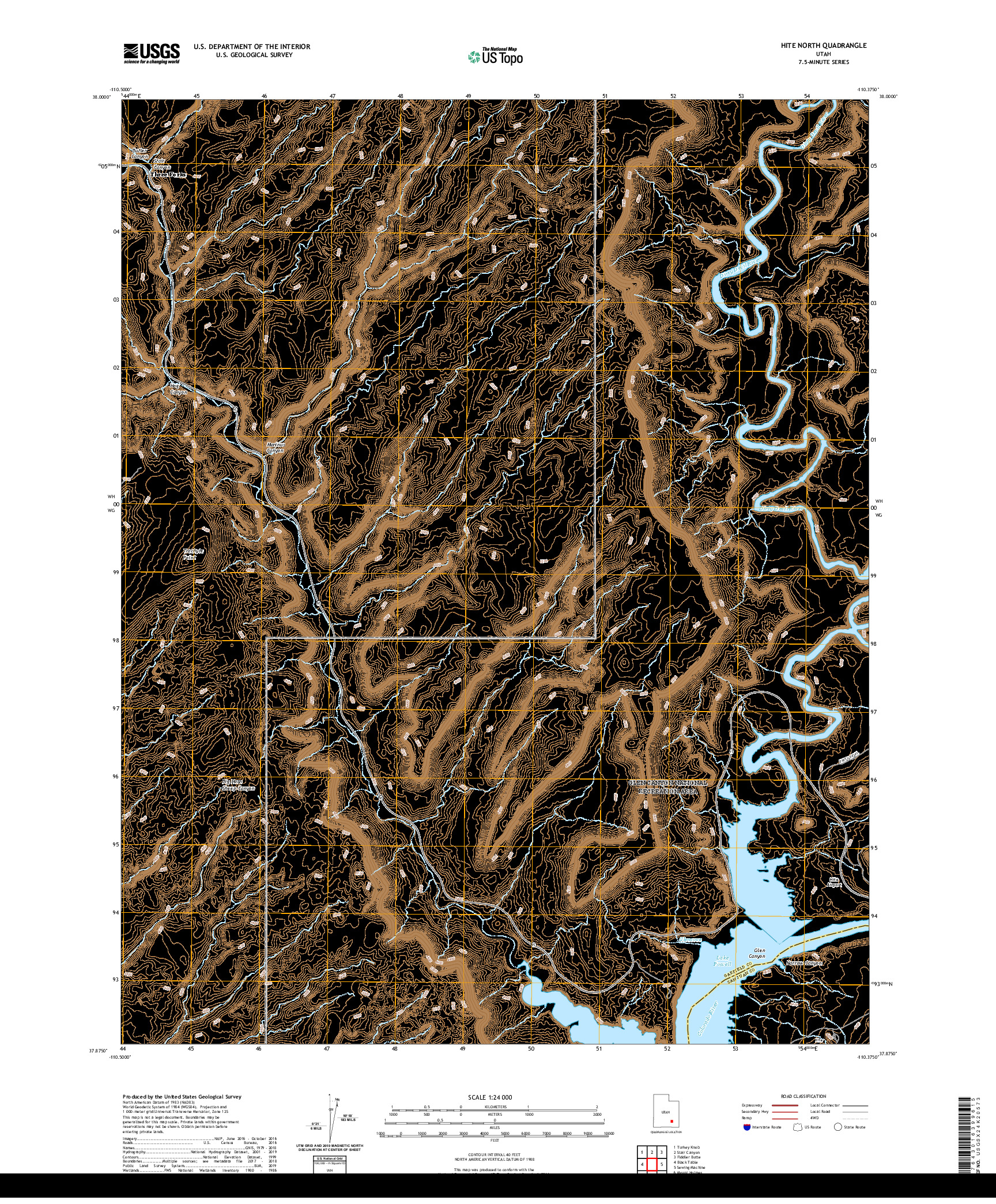 USGS US TOPO 7.5-MINUTE MAP FOR HITE NORTH, UT 2020