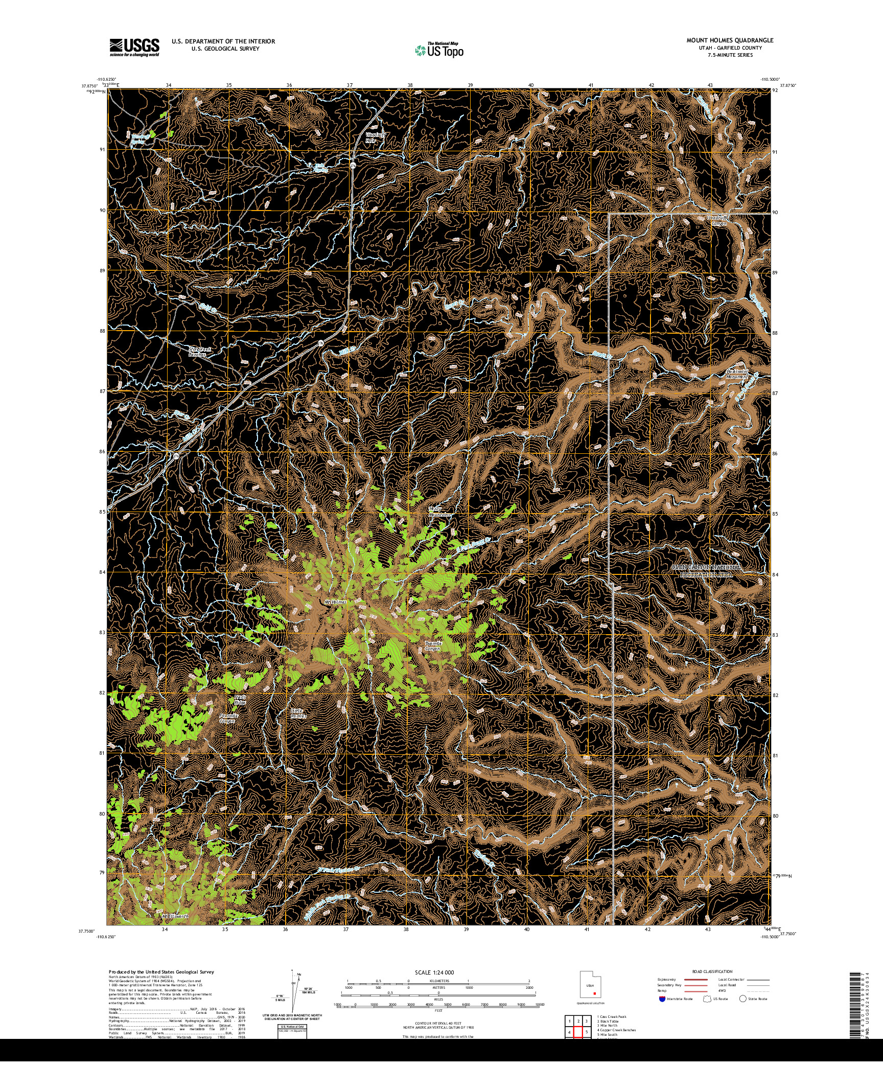 USGS US TOPO 7.5-MINUTE MAP FOR MOUNT HOLMES, UT 2020