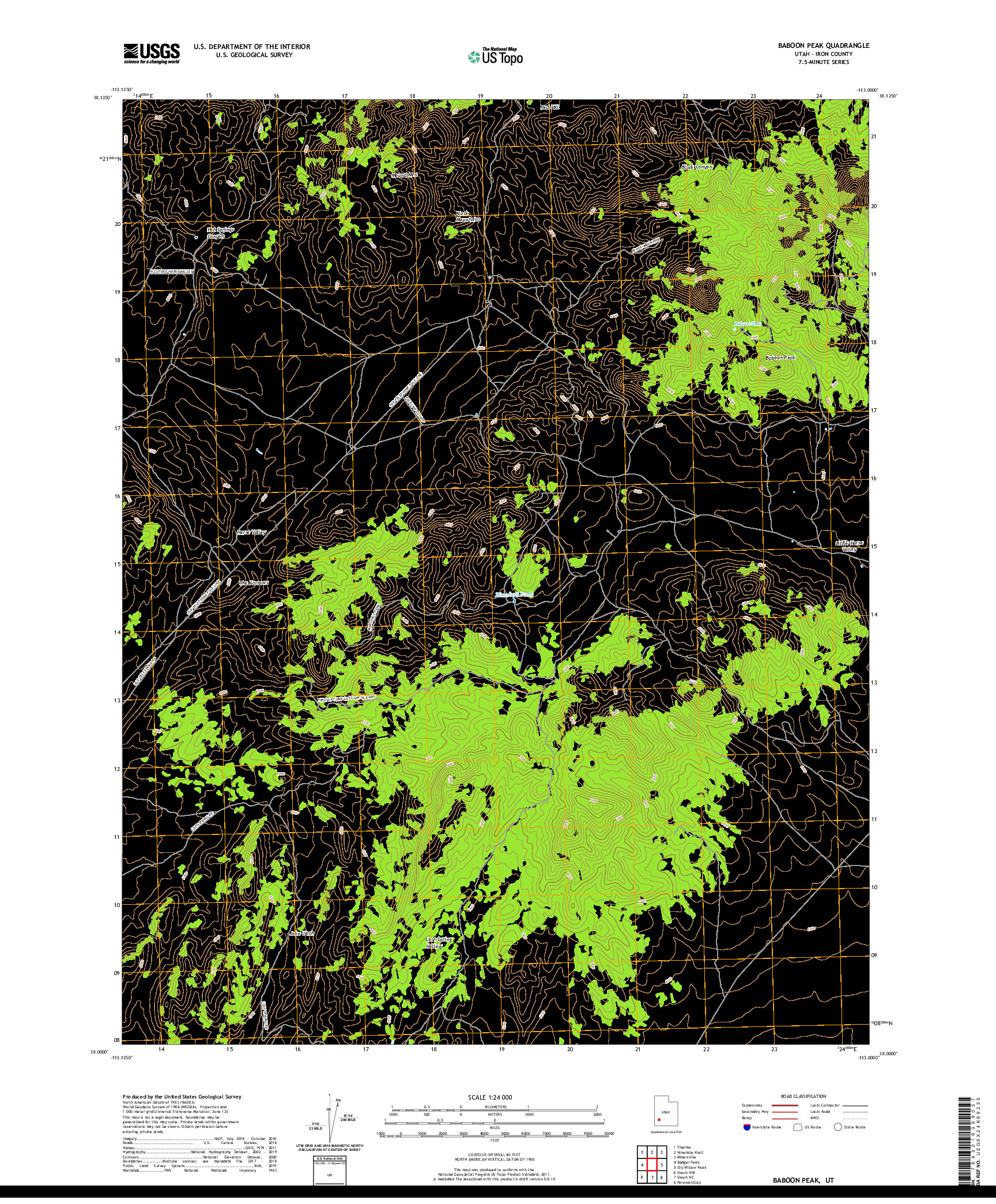 USGS US TOPO 7.5-MINUTE MAP FOR BABOON PEAK, UT 2020