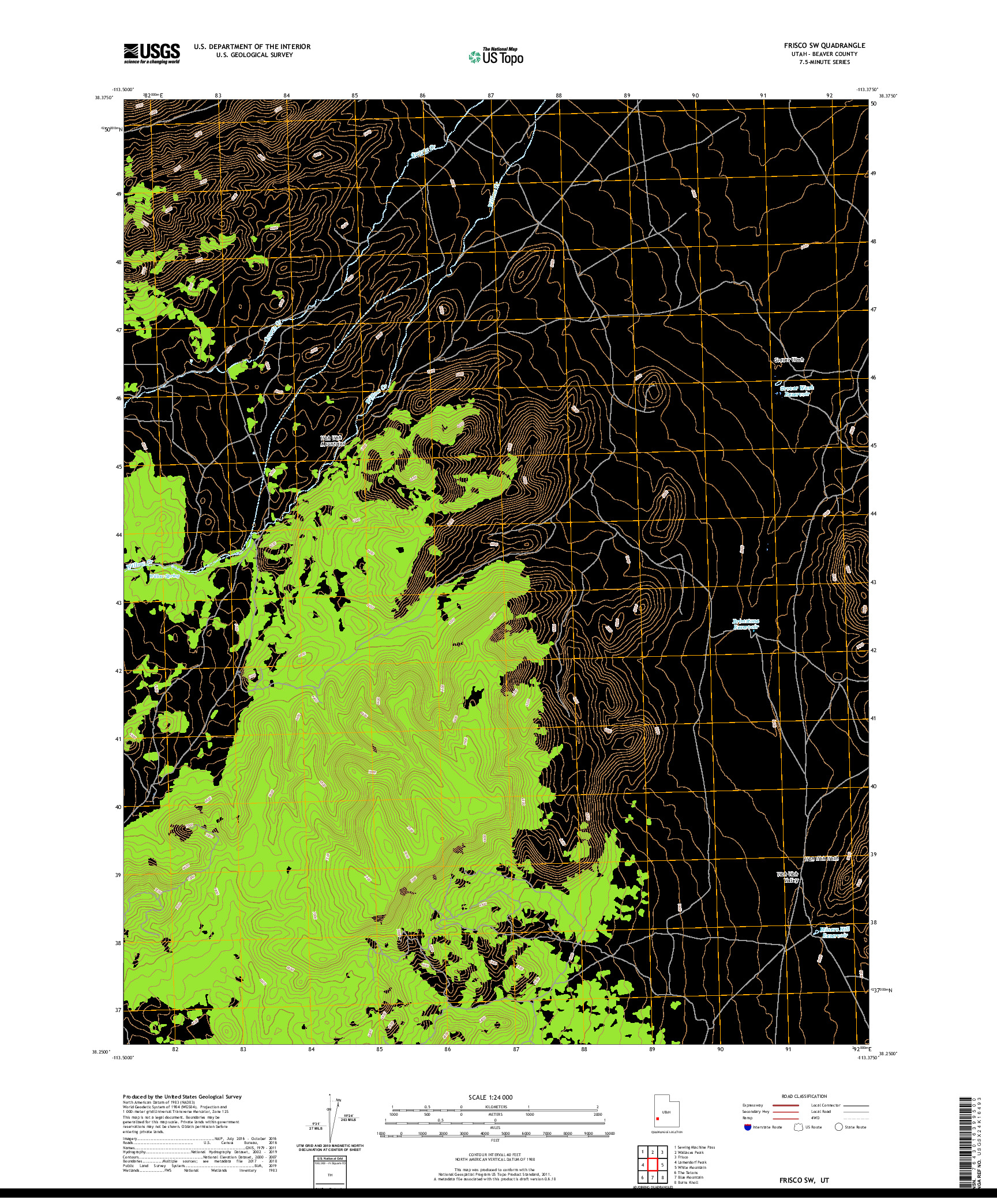 USGS US TOPO 7.5-MINUTE MAP FOR FRISCO SW, UT 2020