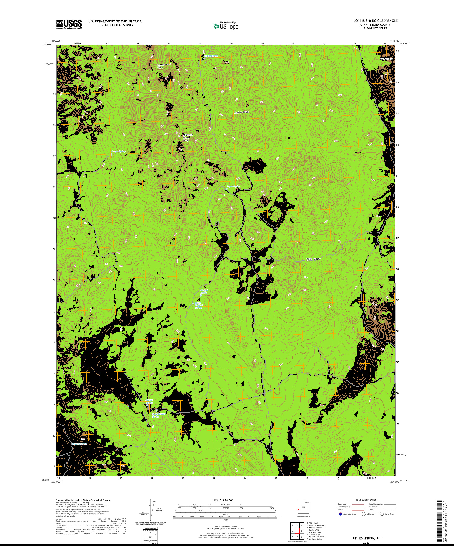 USGS US TOPO 7.5-MINUTE MAP FOR LOPERS SPRING, UT 2020