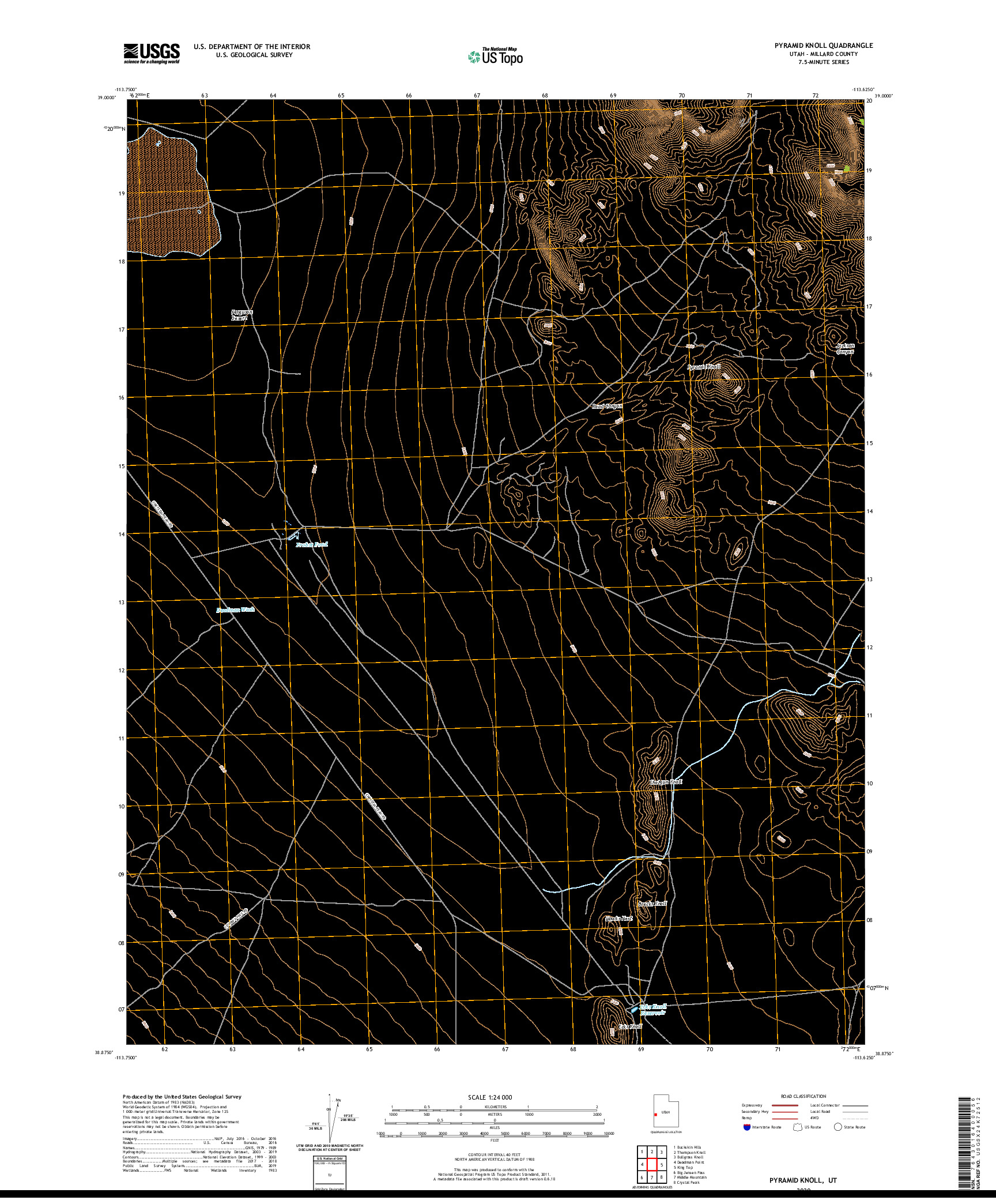 USGS US TOPO 7.5-MINUTE MAP FOR PYRAMID KNOLL, UT 2020