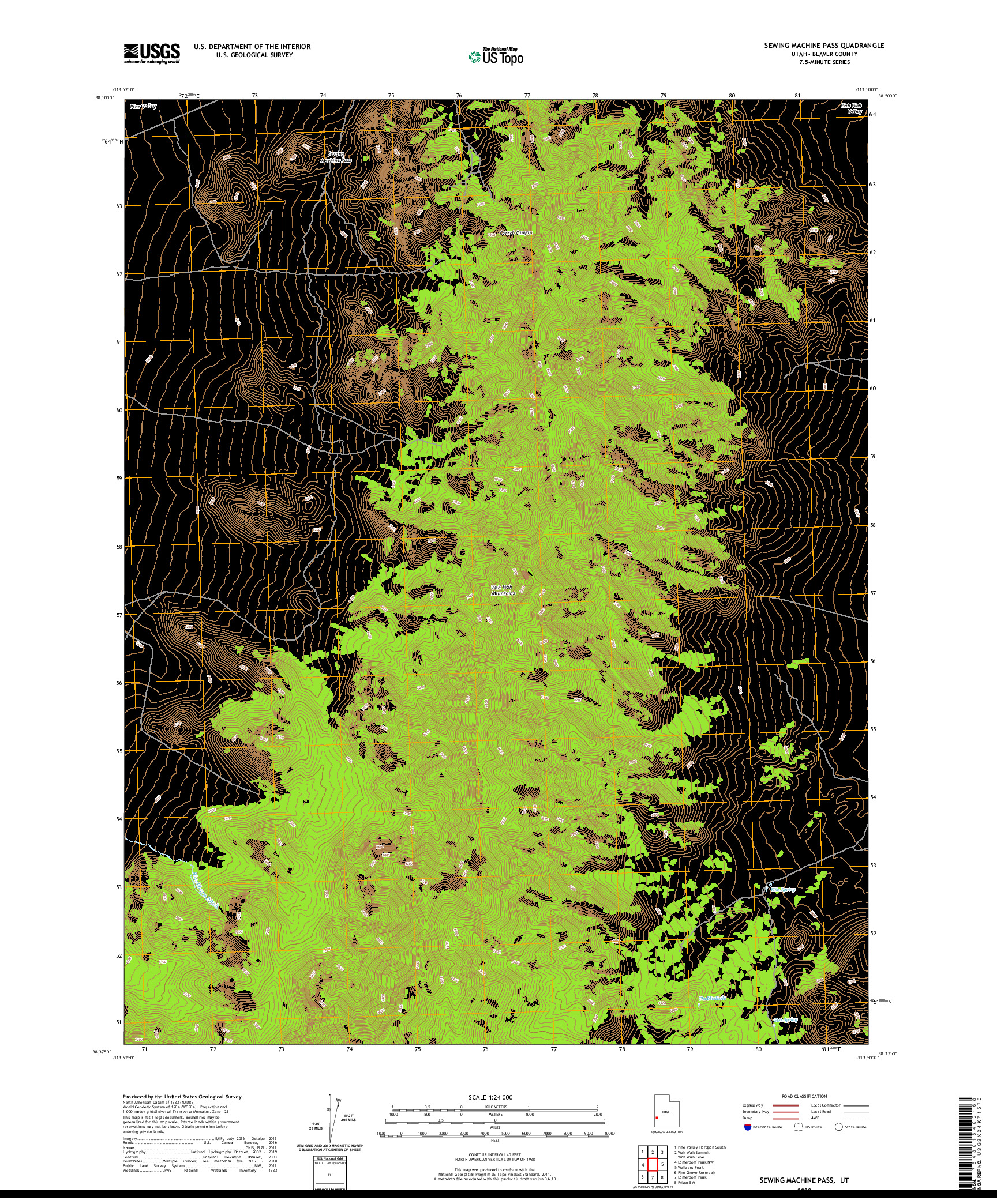 USGS US TOPO 7.5-MINUTE MAP FOR SEWING MACHINE PASS, UT 2020