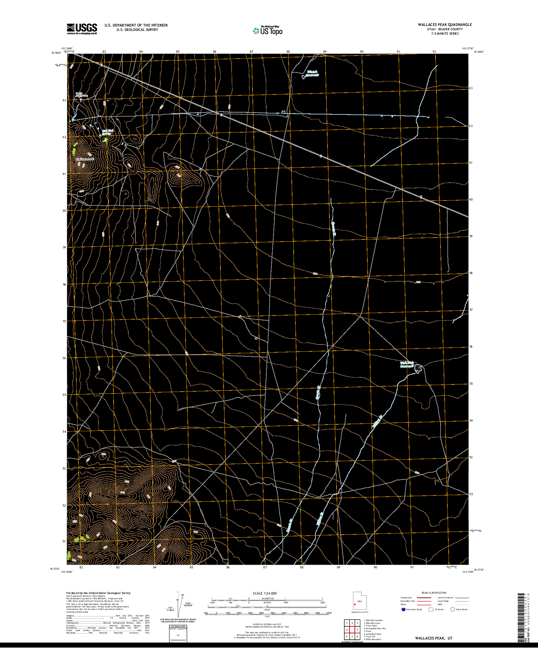 USGS US TOPO 7.5-MINUTE MAP FOR WALLACES PEAK, UT 2020