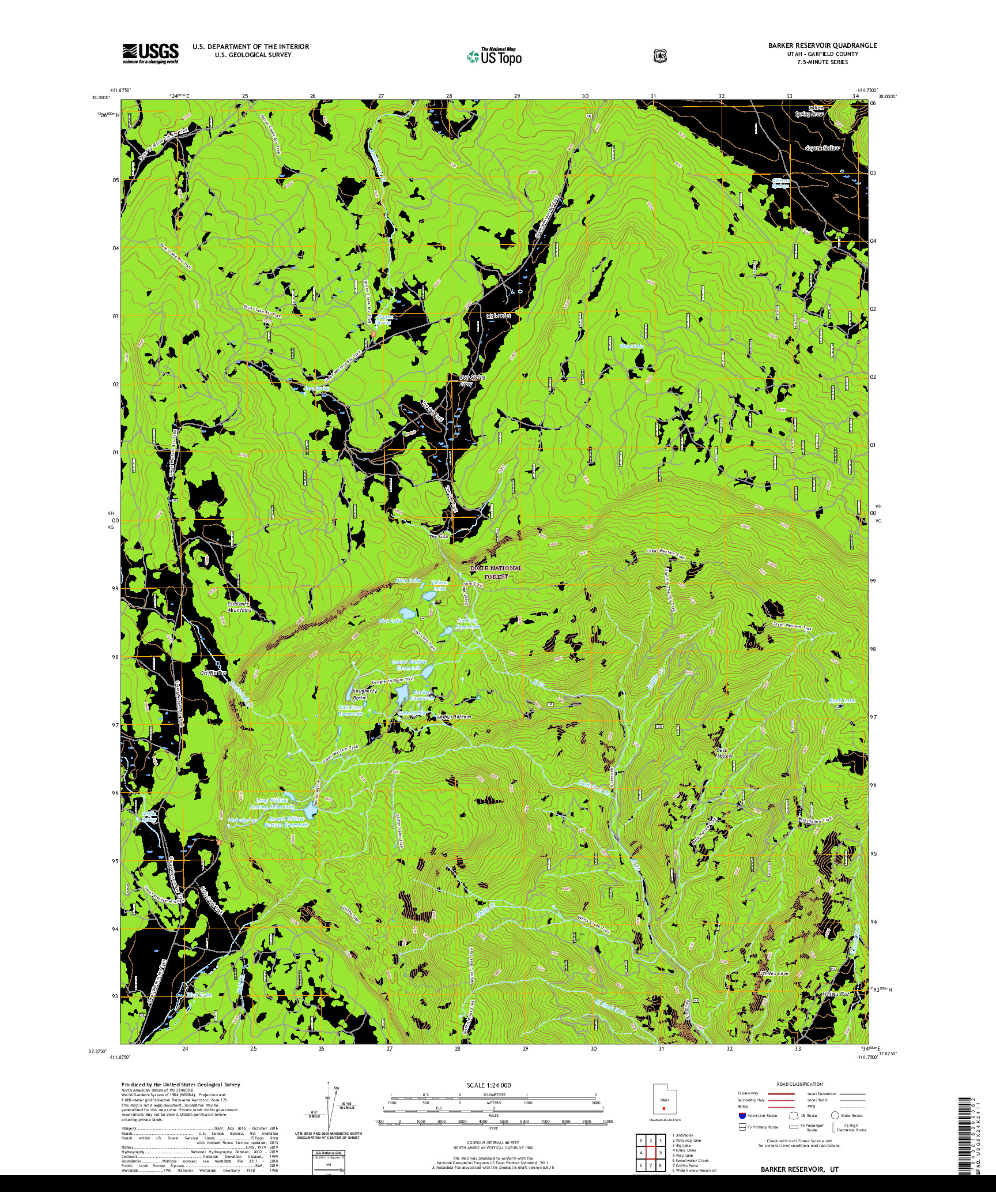 USGS US TOPO 7.5-MINUTE MAP FOR BARKER RESERVOIR, UT 2020