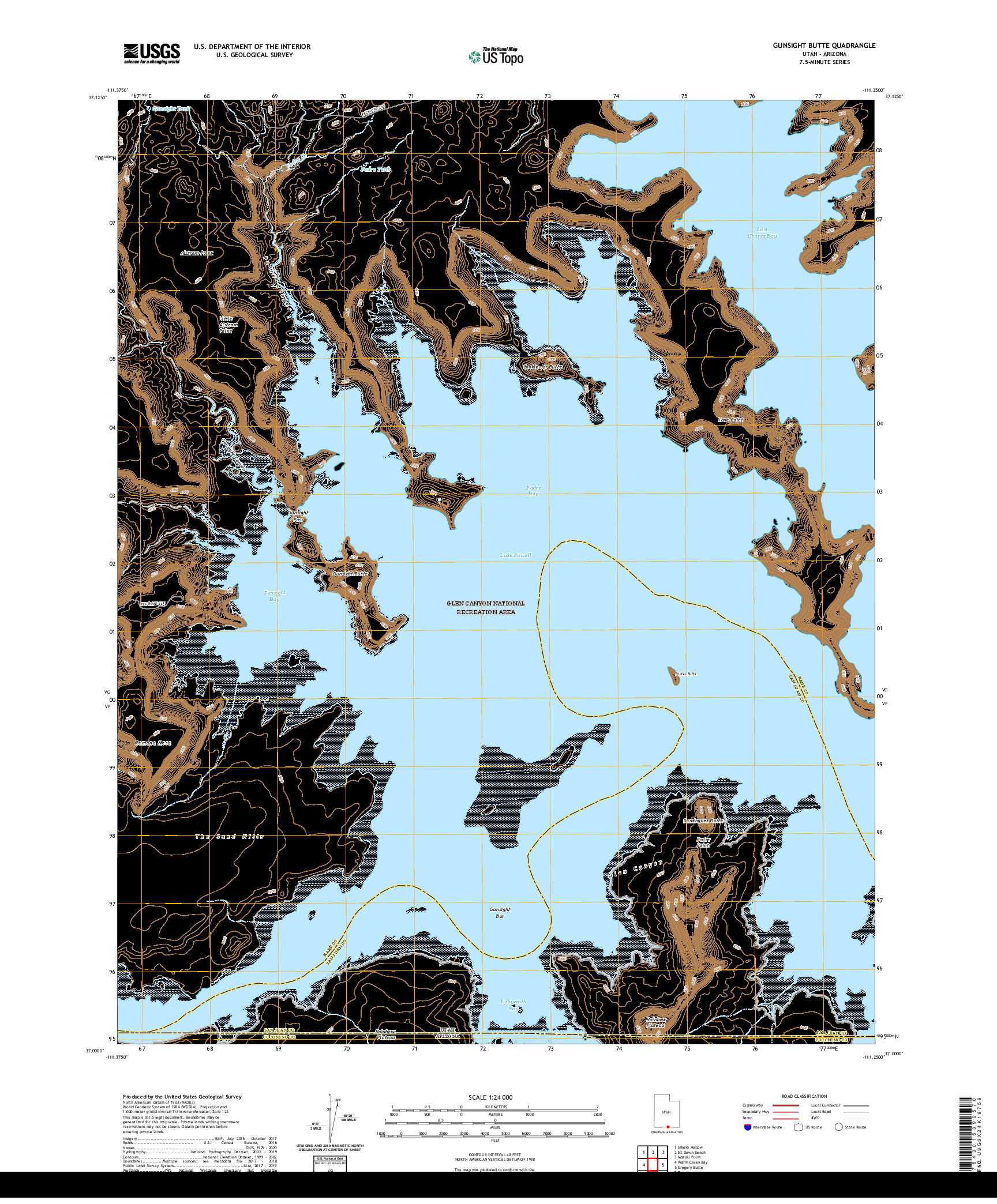 USGS US TOPO 7.5-MINUTE MAP FOR GUNSIGHT BUTTE, UT,AZ 2020