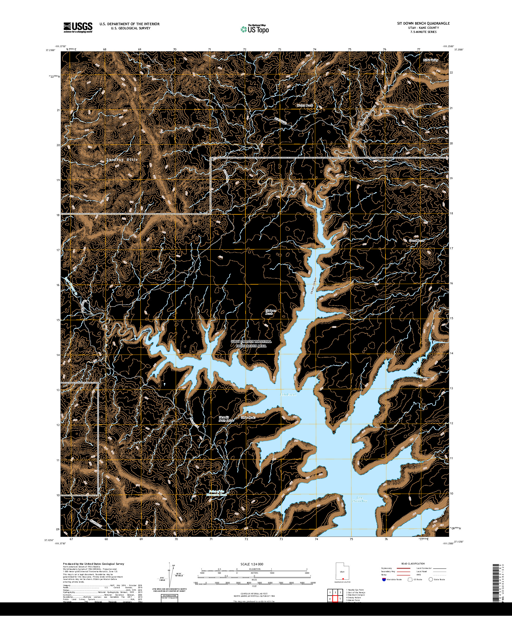 USGS US TOPO 7.5-MINUTE MAP FOR SIT DOWN BENCH, UT 2020