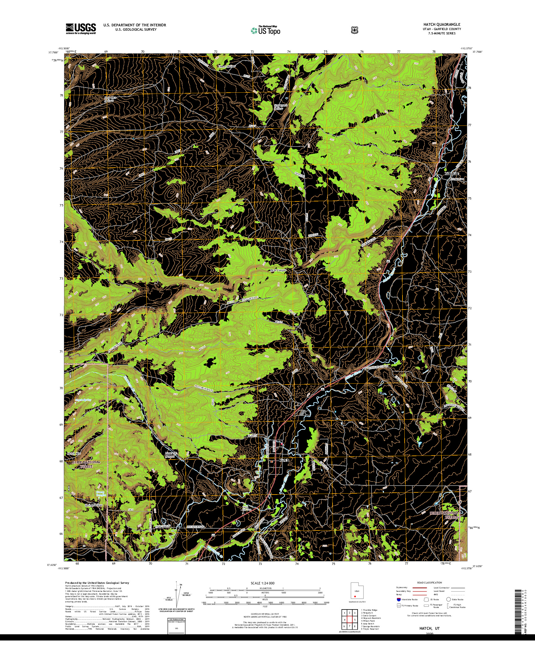 USGS US TOPO 7.5-MINUTE MAP FOR HATCH, UT 2020
