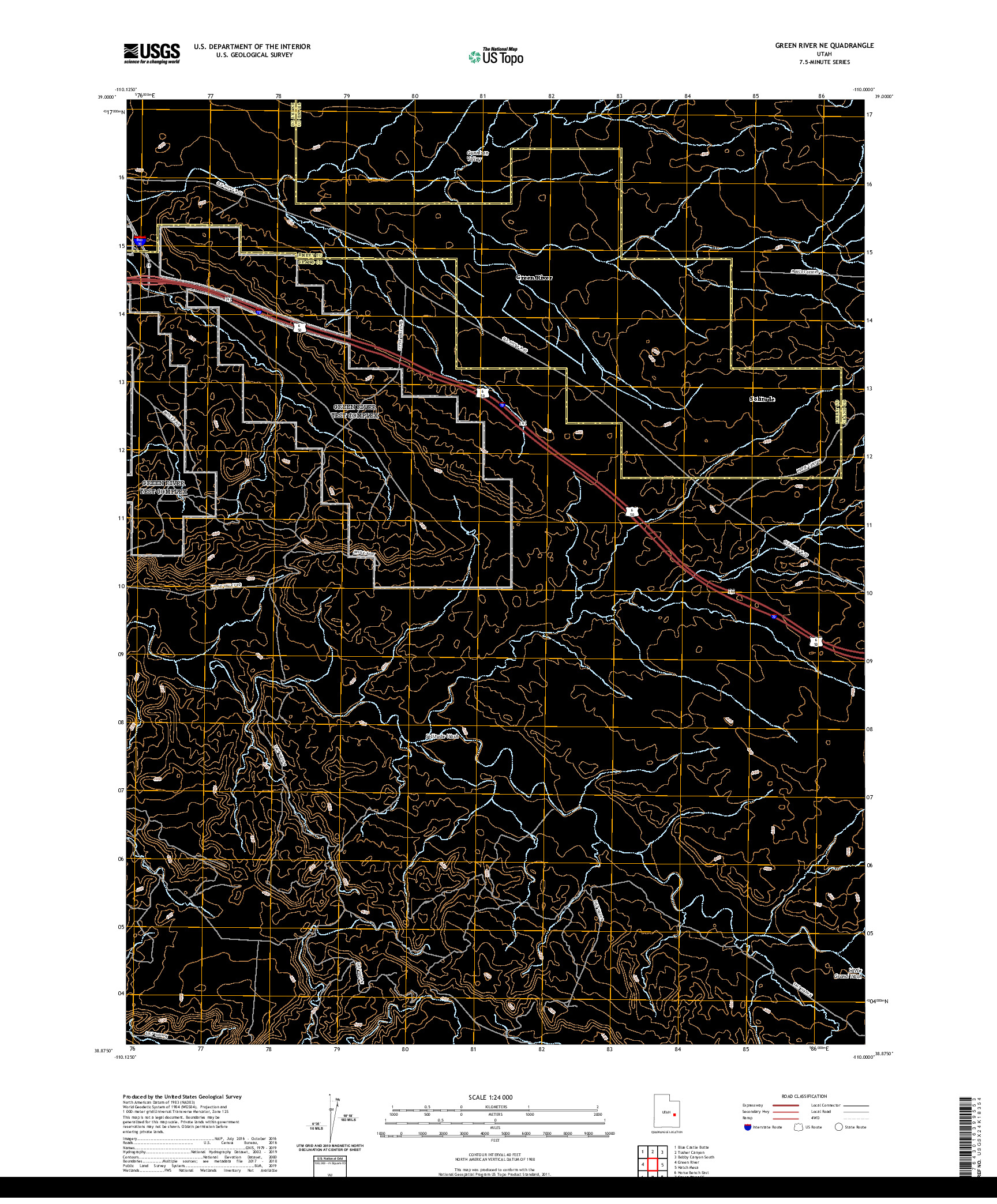 USGS US TOPO 7.5-MINUTE MAP FOR GREEN RIVER NE, UT 2020