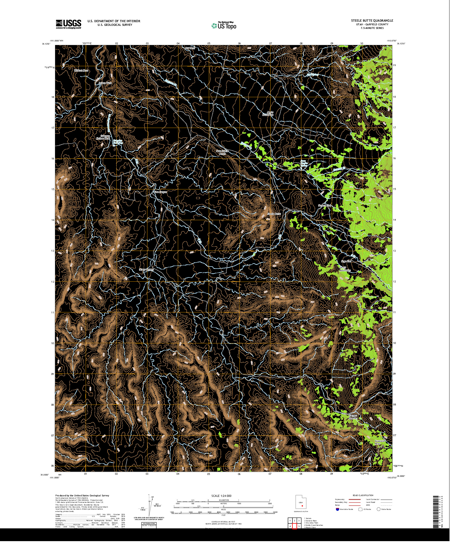 USGS US TOPO 7.5-MINUTE MAP FOR STEELE BUTTE, UT 2020