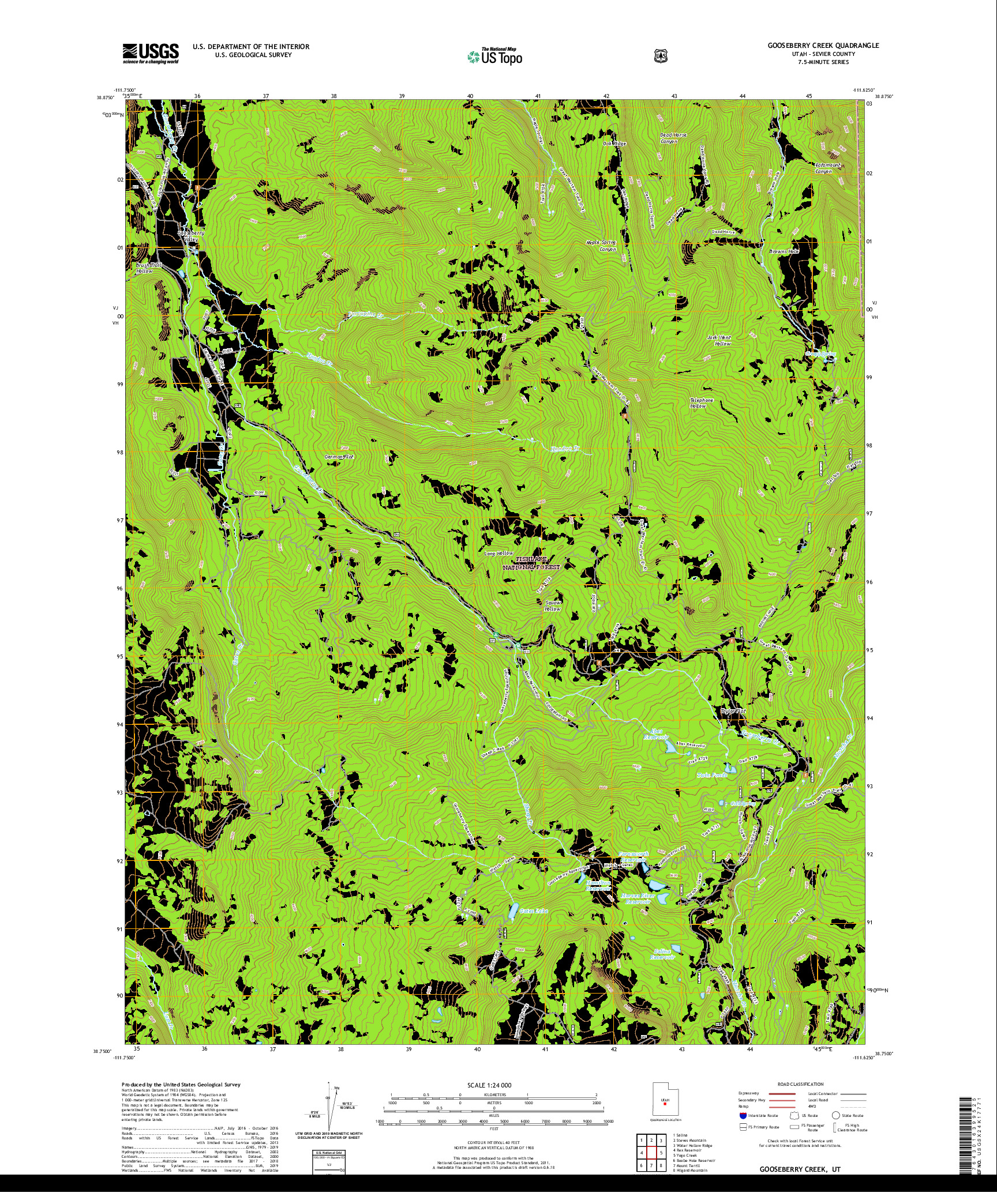 USGS US TOPO 7.5-MINUTE MAP FOR GOOSEBERRY CREEK, UT 2020