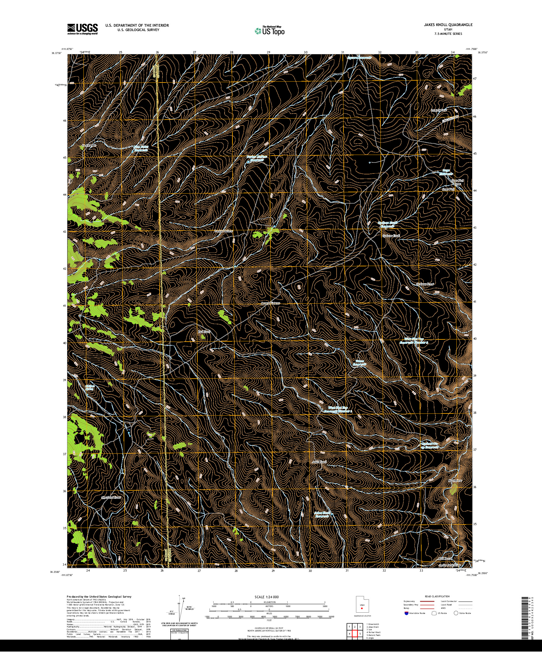 USGS US TOPO 7.5-MINUTE MAP FOR JAKES KNOLL, UT 2020