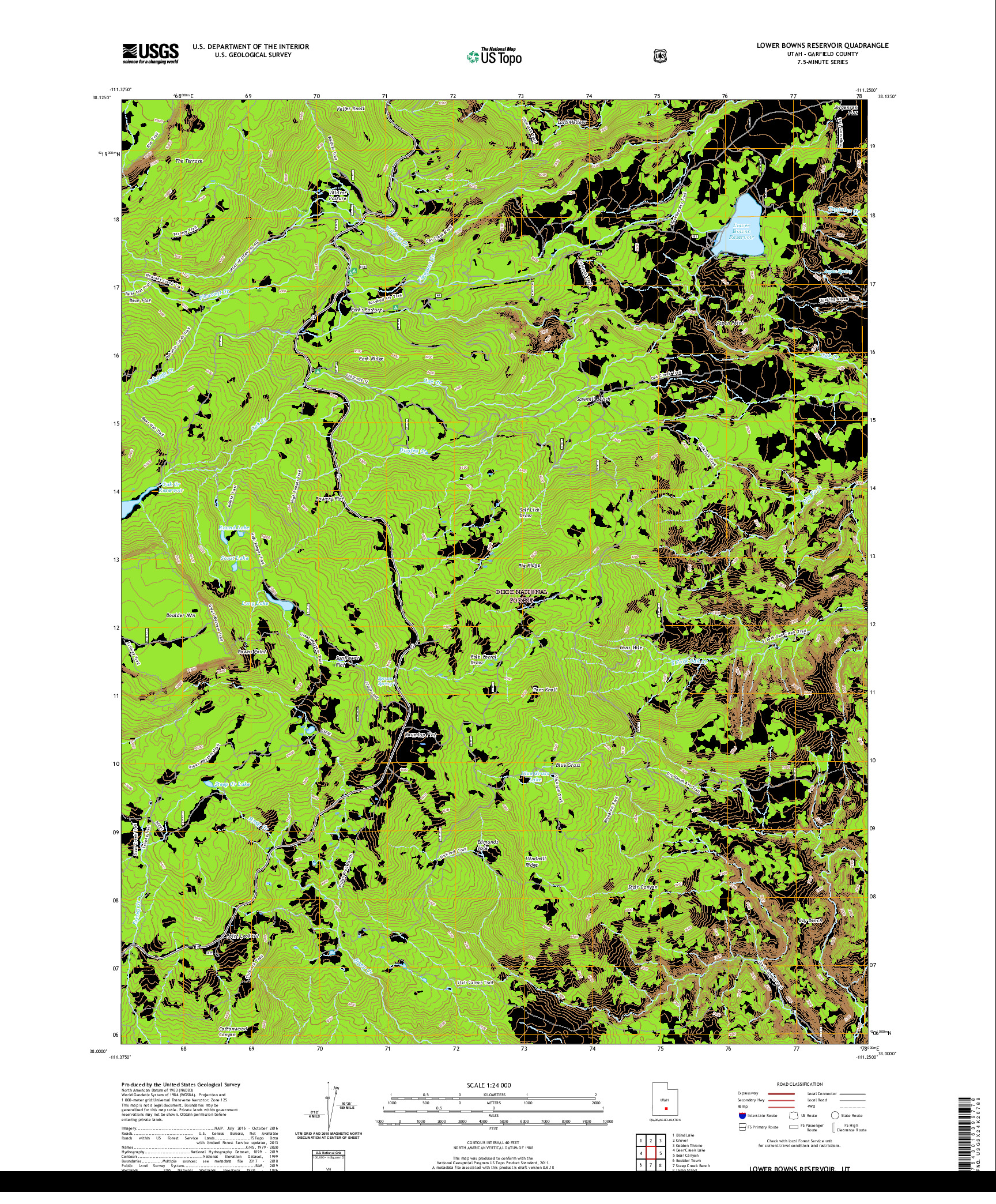 USGS US TOPO 7.5-MINUTE MAP FOR LOWER BOWNS RESERVOIR, UT 2020