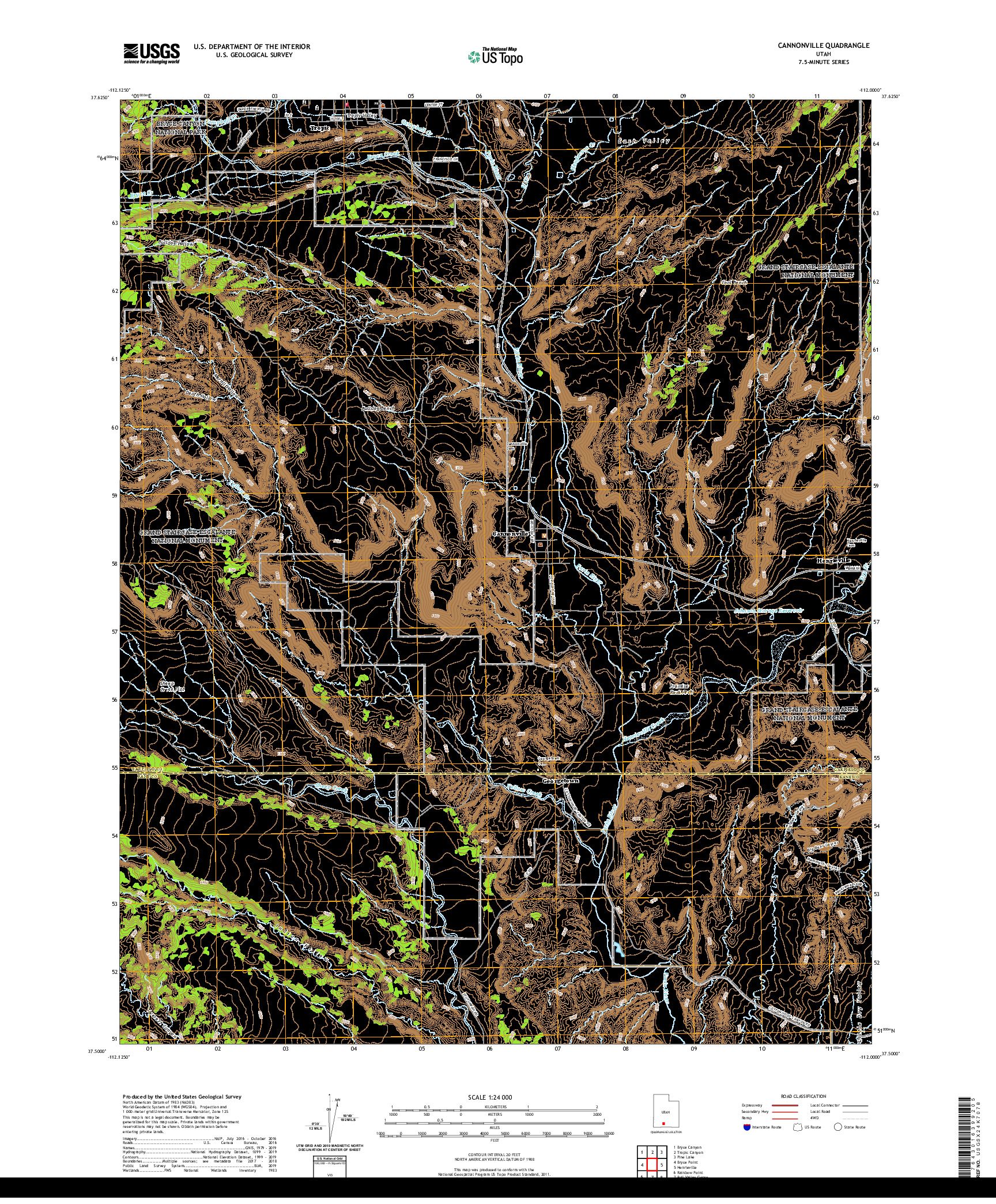 USGS US TOPO 7.5-MINUTE MAP FOR CANNONVILLE, UT 2020