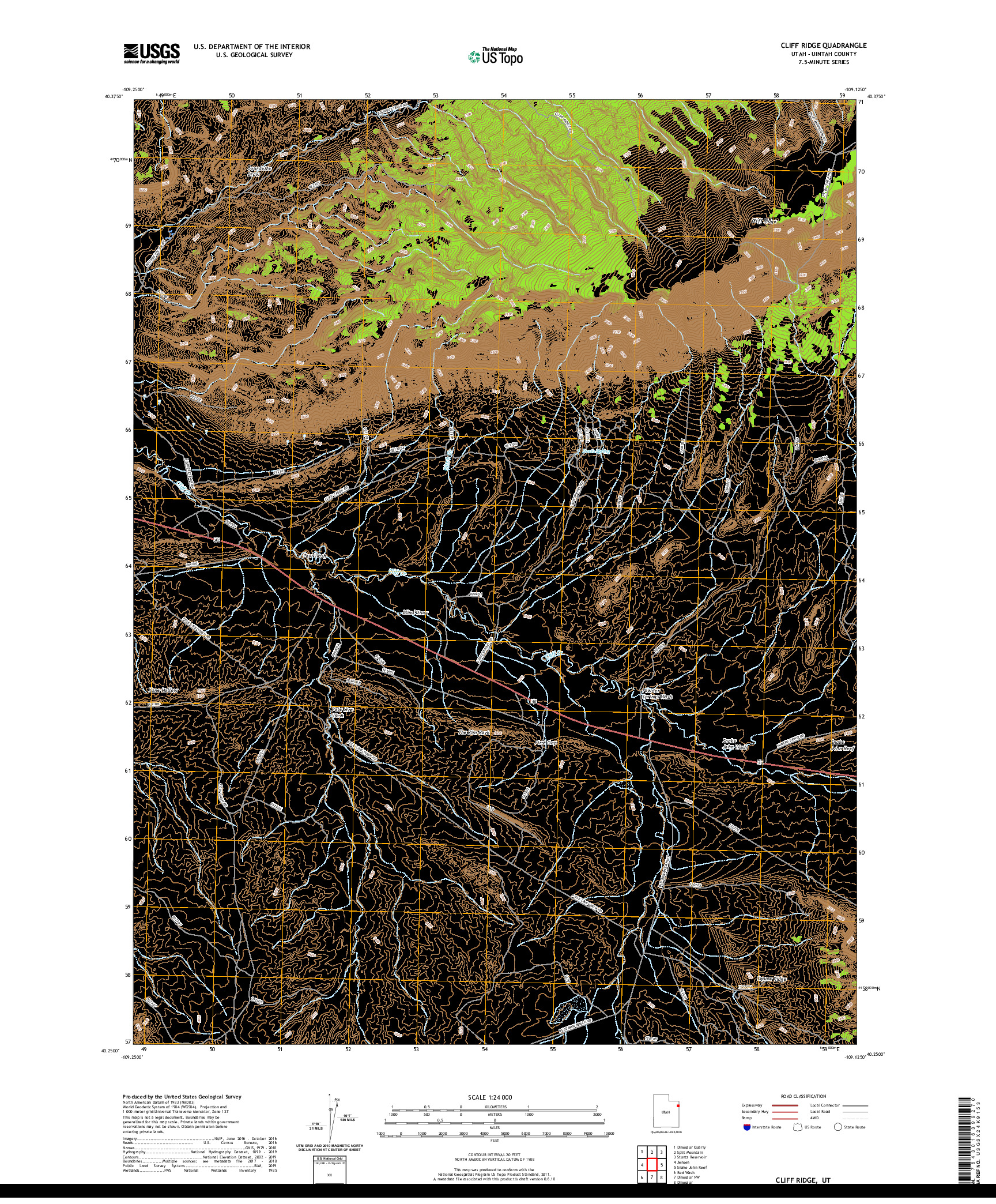 USGS US TOPO 7.5-MINUTE MAP FOR CLIFF RIDGE, UT 2020