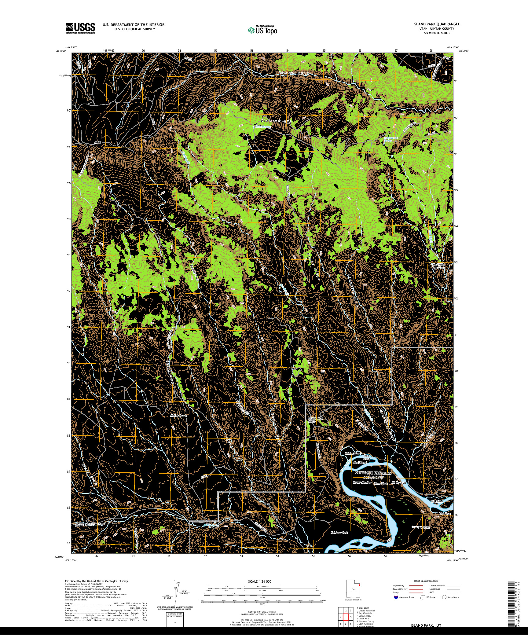 USGS US TOPO 7.5-MINUTE MAP FOR ISLAND PARK, UT 2020