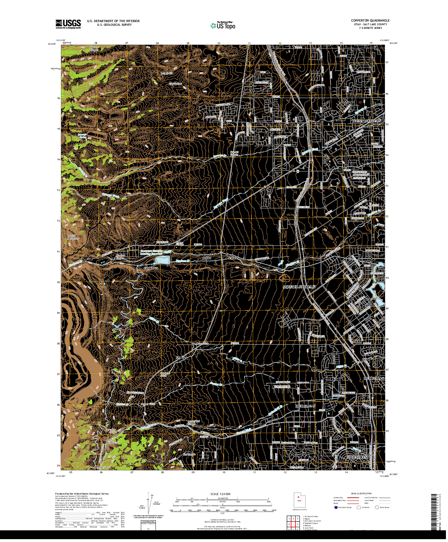 USGS US TOPO 7.5-MINUTE MAP FOR COPPERTON, UT 2020