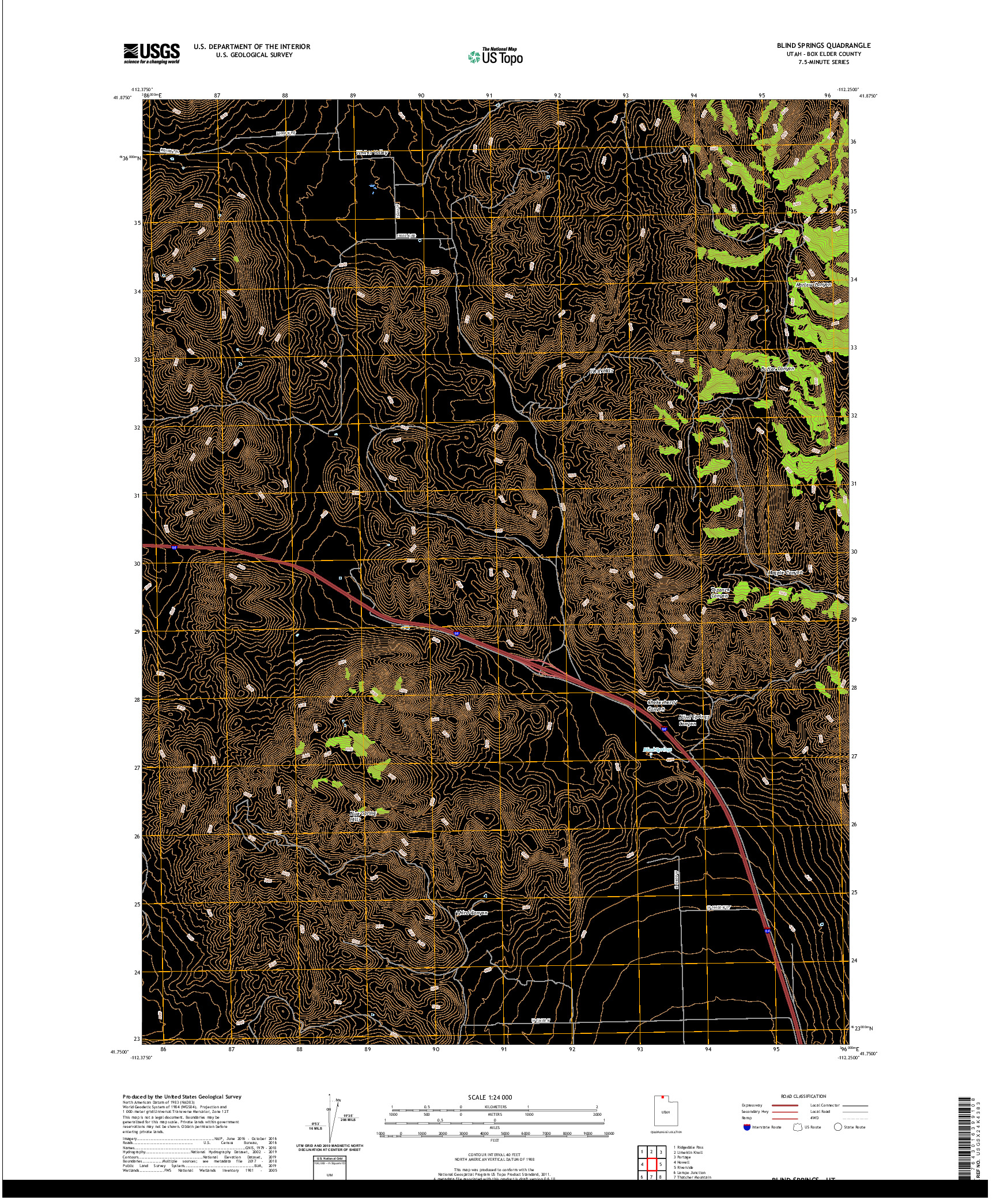 USGS US TOPO 7.5-MINUTE MAP FOR BLIND SPRINGS, UT 2020