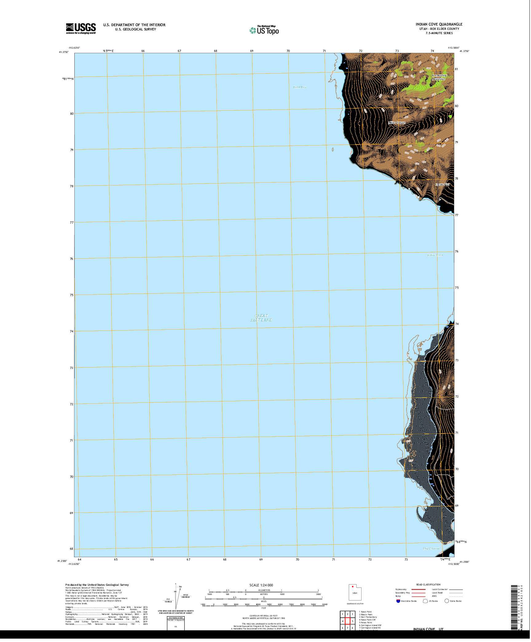 USGS US TOPO 7.5-MINUTE MAP FOR INDIAN COVE, UT 2020