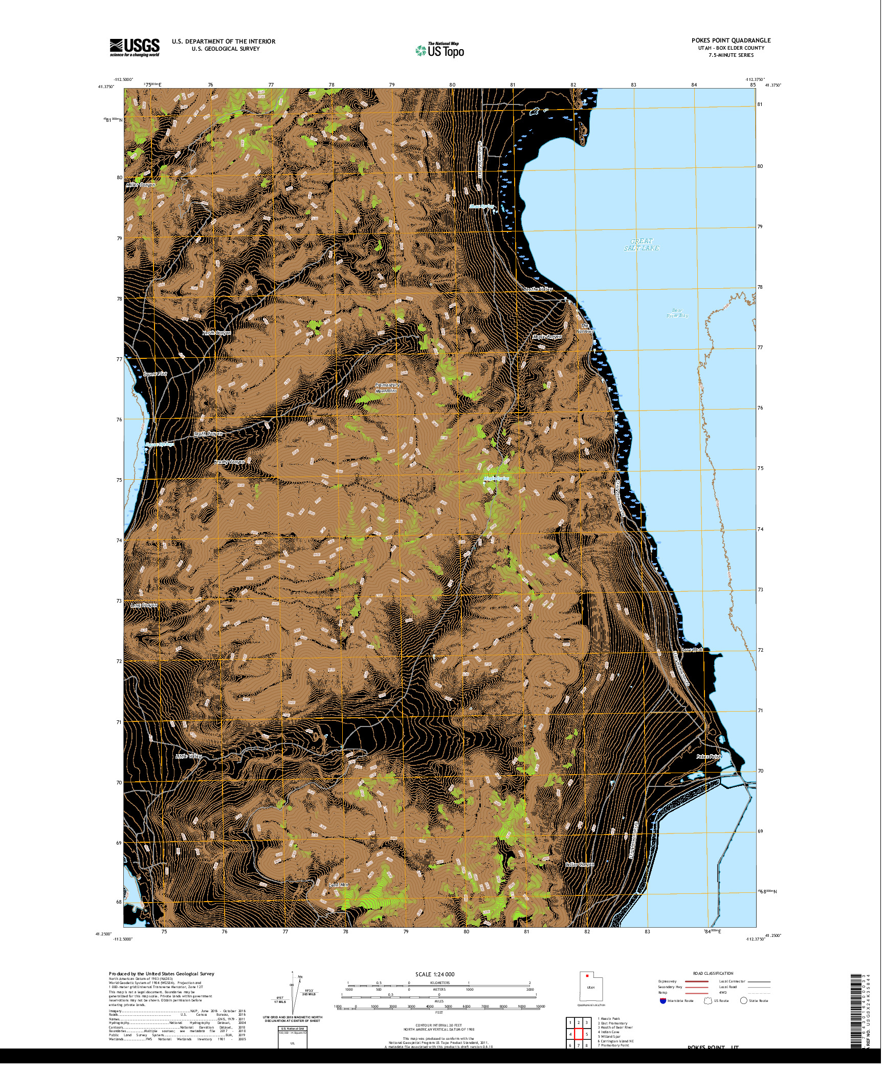 USGS US TOPO 7.5-MINUTE MAP FOR POKES POINT, UT 2020