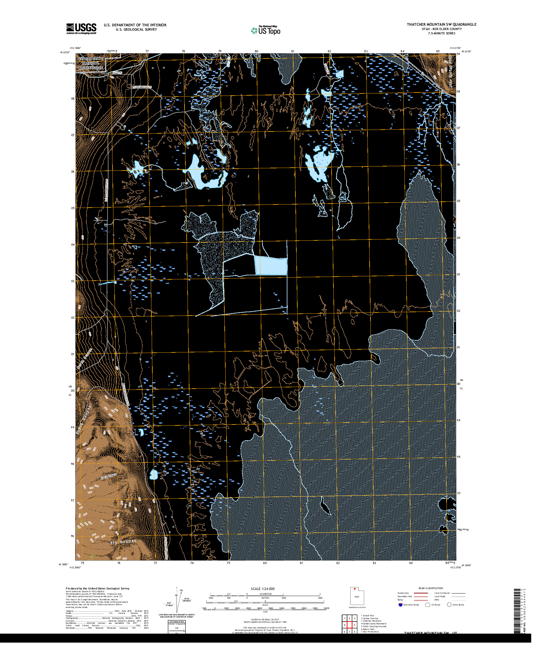 USGS US TOPO 7.5-MINUTE MAP FOR THATCHER MOUNTAIN SW, UT 2020