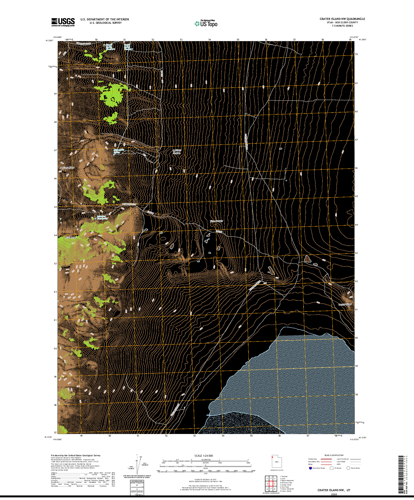 USGS US TOPO 7.5-MINUTE MAP FOR CRATER ISLAND NW, UT 2020